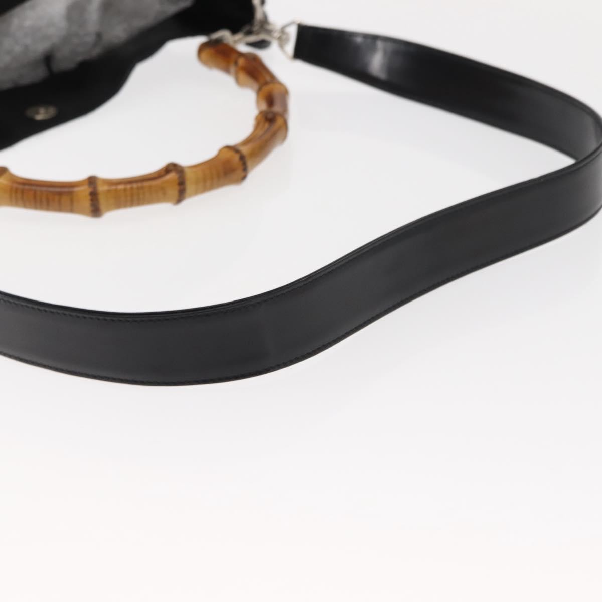 Gucci Vintage Bamboo Handle Nylon Black Nylon Handbag (Pre-Owned)