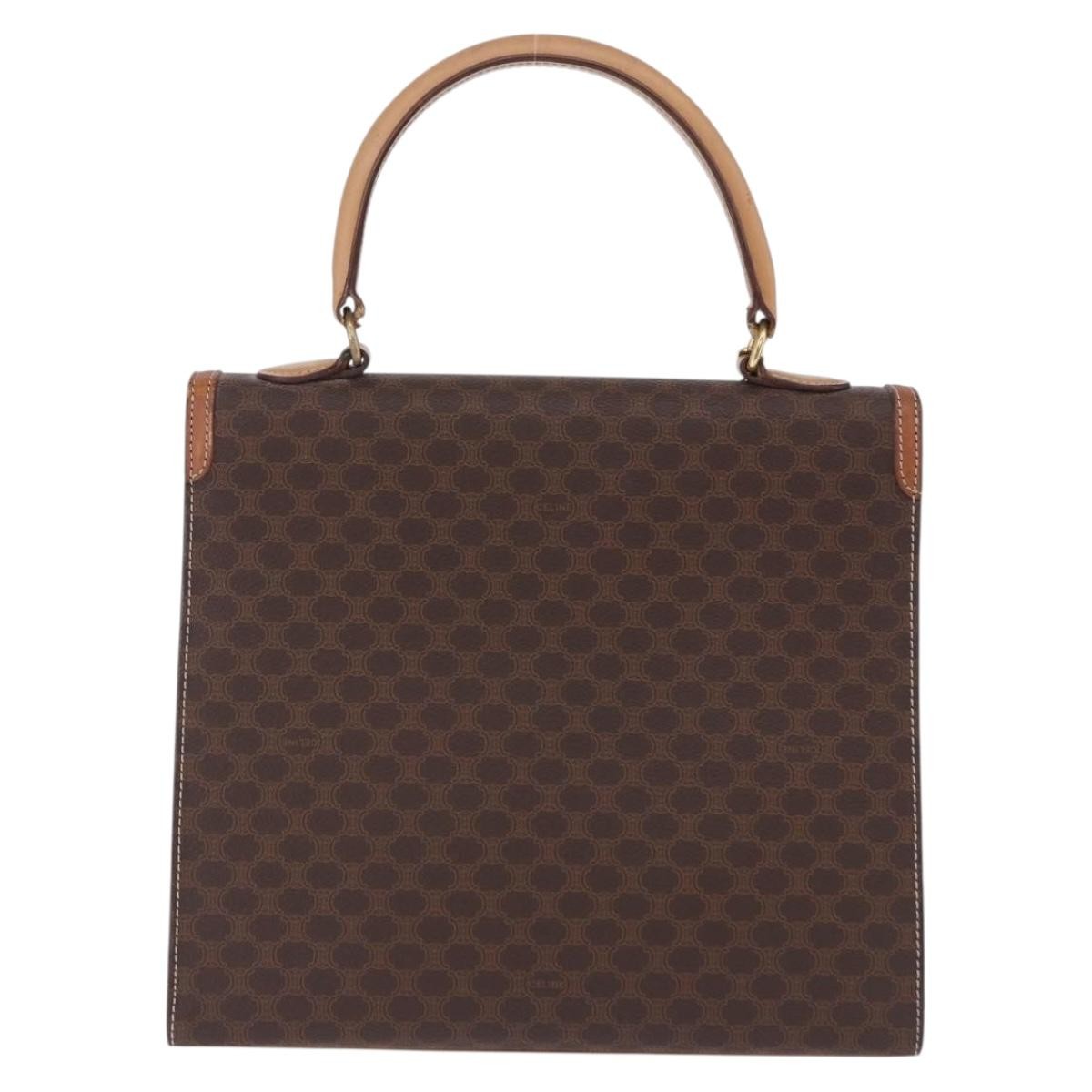 Celine Vintage Macadam Canvas And Leather Brown Canvas Handbag (Pre-Owned)