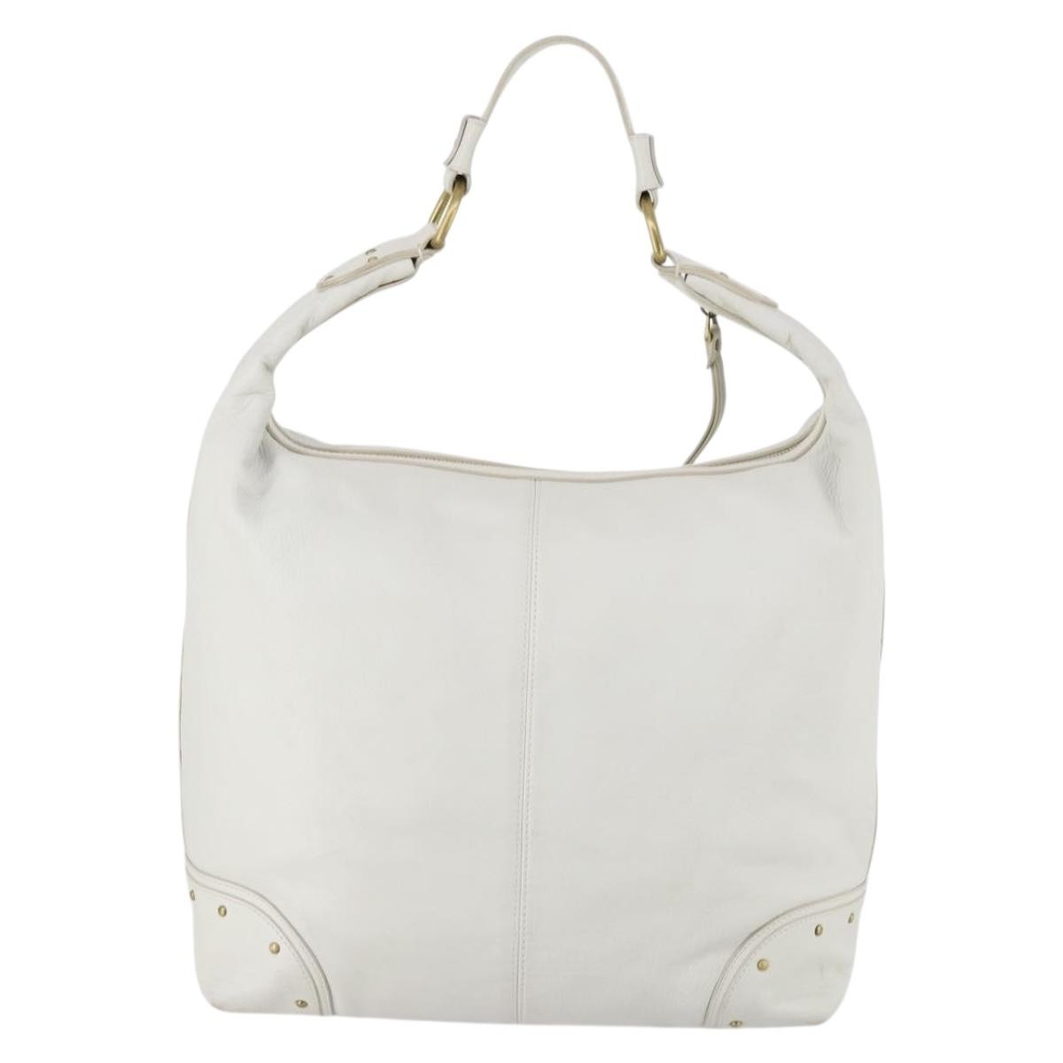 Bally Vintage Leather White Leather Shoulder Bag Bag (Pre-Owned)
