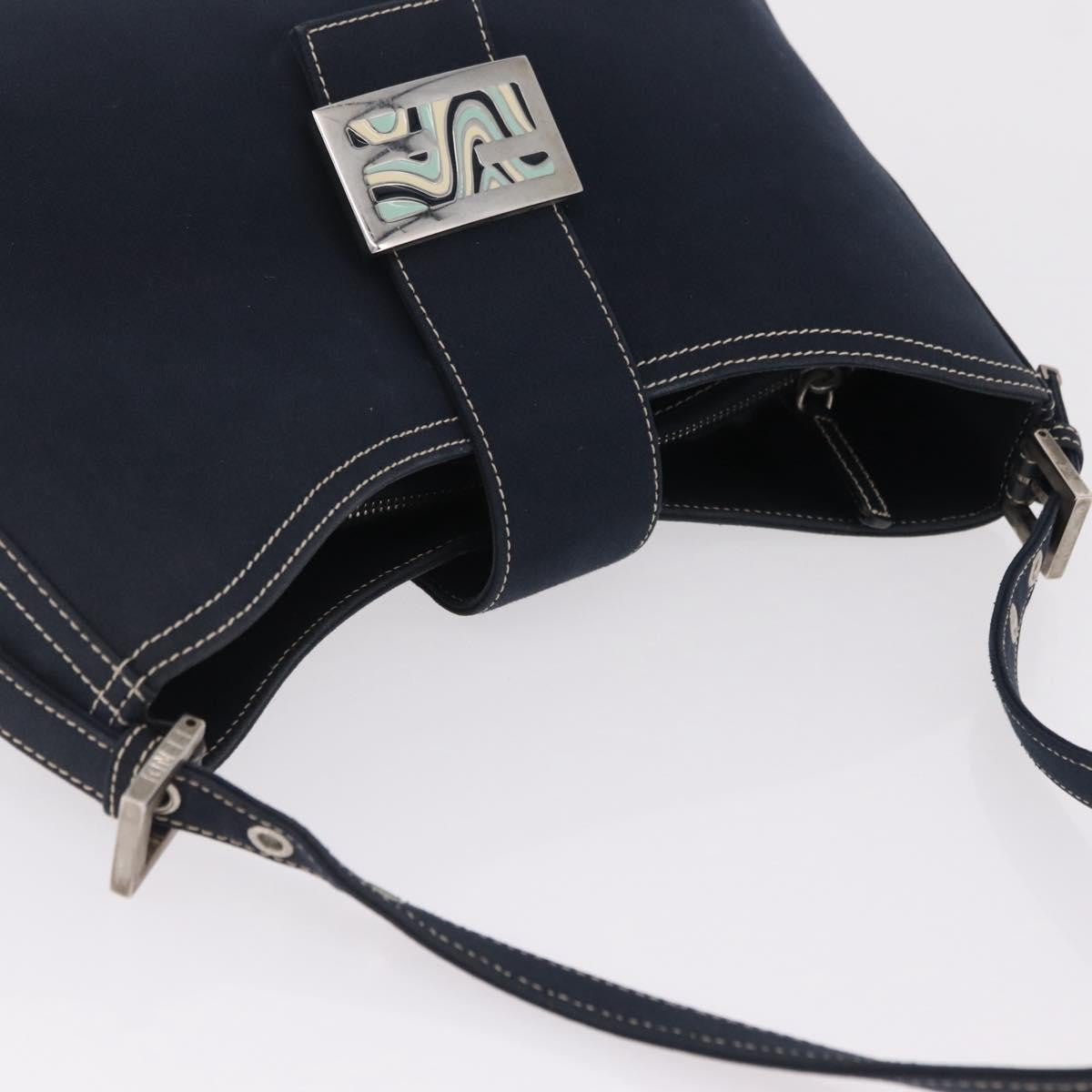 Fendi Baguette Canvas Navy Canvas Handbag (Pre-Owned)