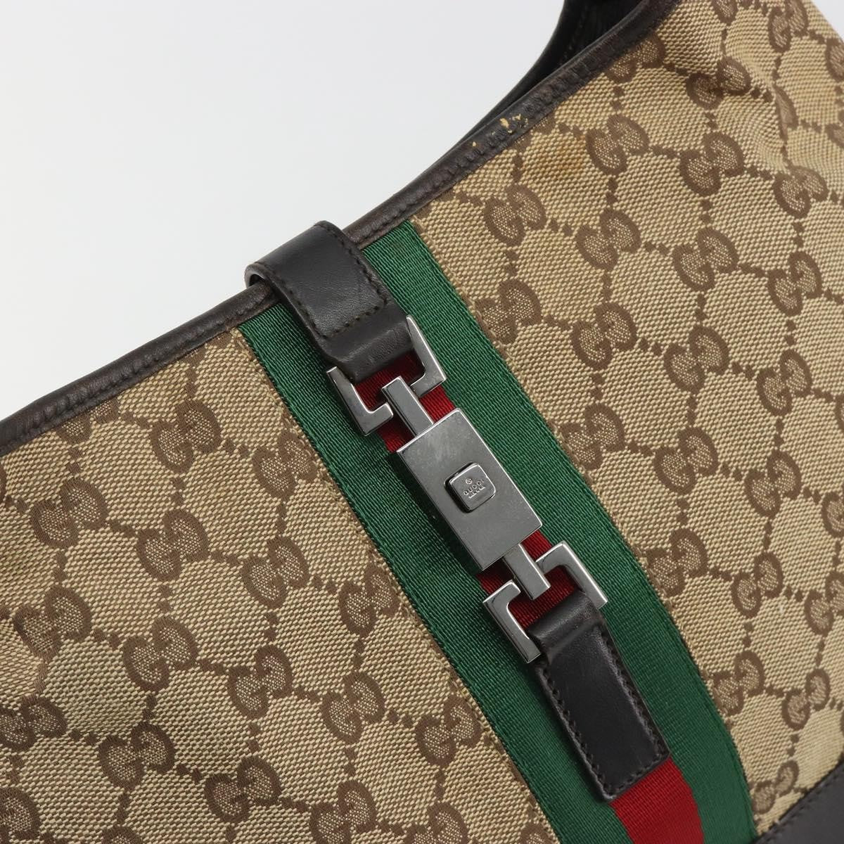 Gucci Web Jackie O Hobo Gg Canvas Beige Canvas Shoulder Bag Bag (Pre-Owned)