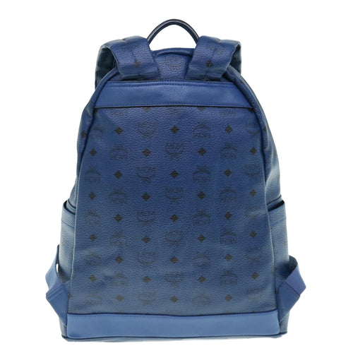 MCM Visetos Stark Blue Canvas Backpack Bag (Pre-Owned)