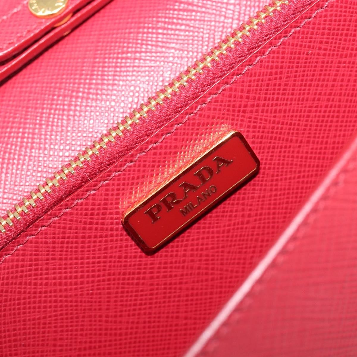 Prada Bow Wallet On Strap Saffiano Leather Red Leather Crossbody Bag Bag (Pre-Owned)