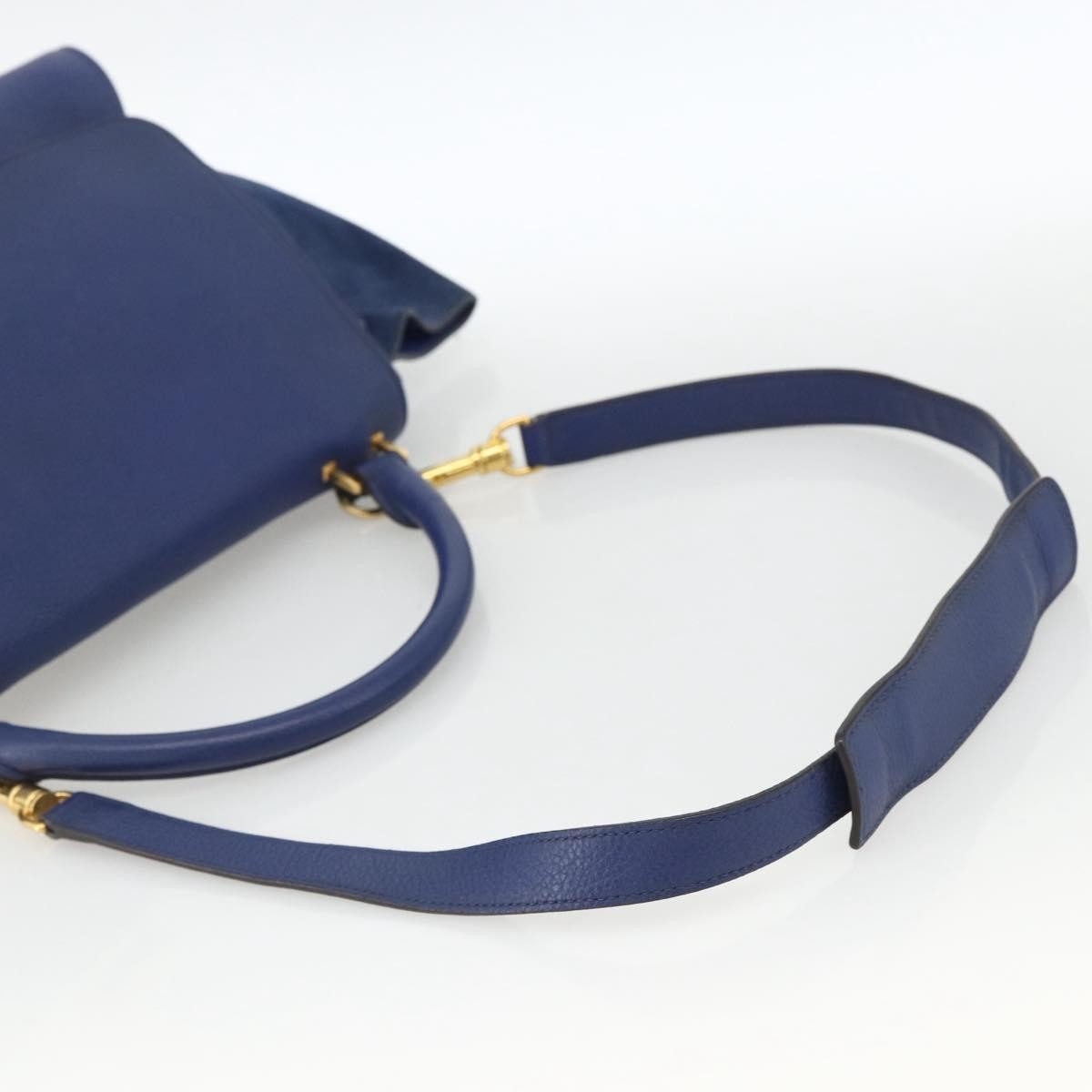 Celine Trapeze Leather With Suede Blue Leather Handbag (Pre-Owned)