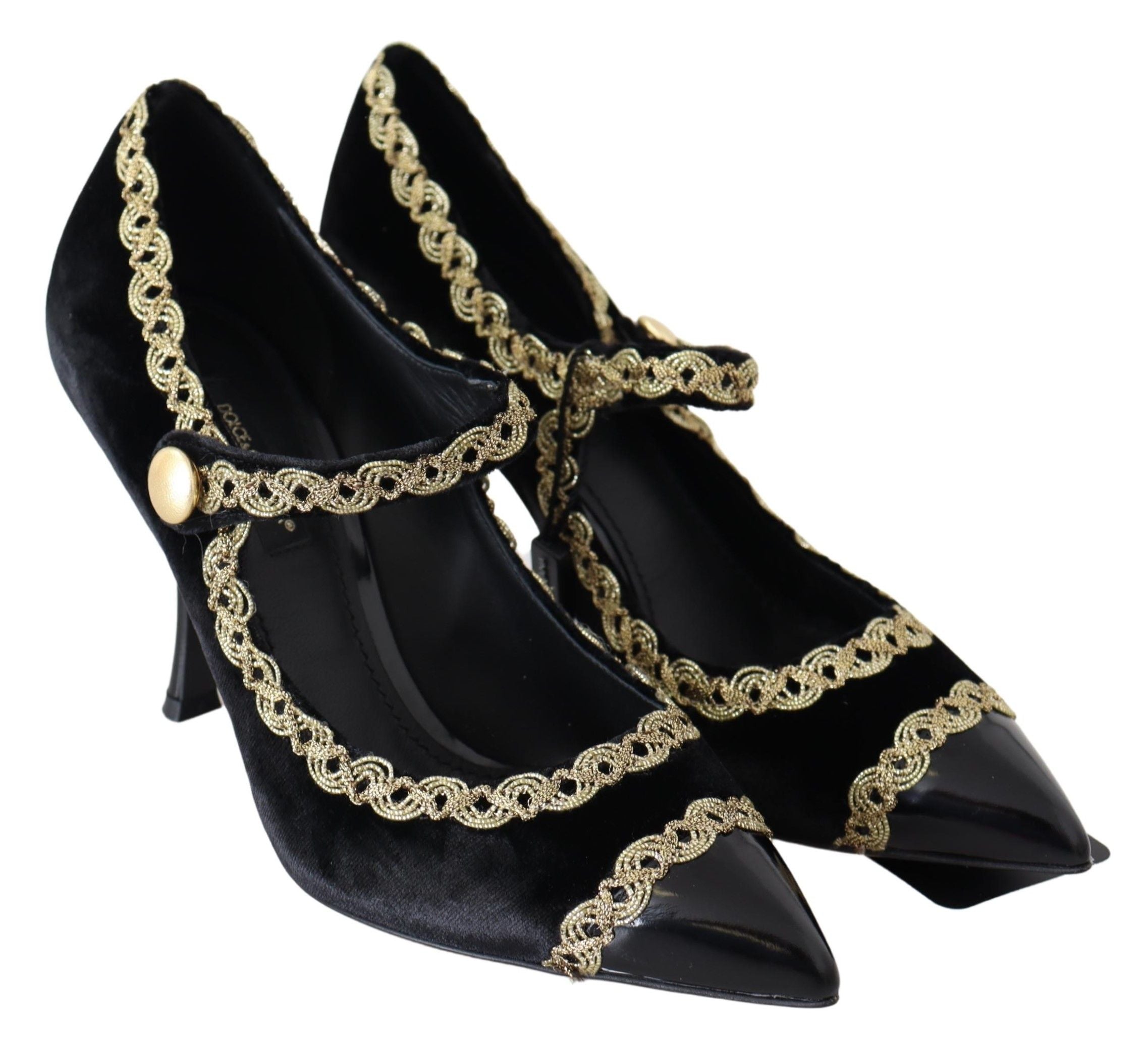 Dolce & Gabbana Elegant Velvet Patent Embroidered Women's Pumps