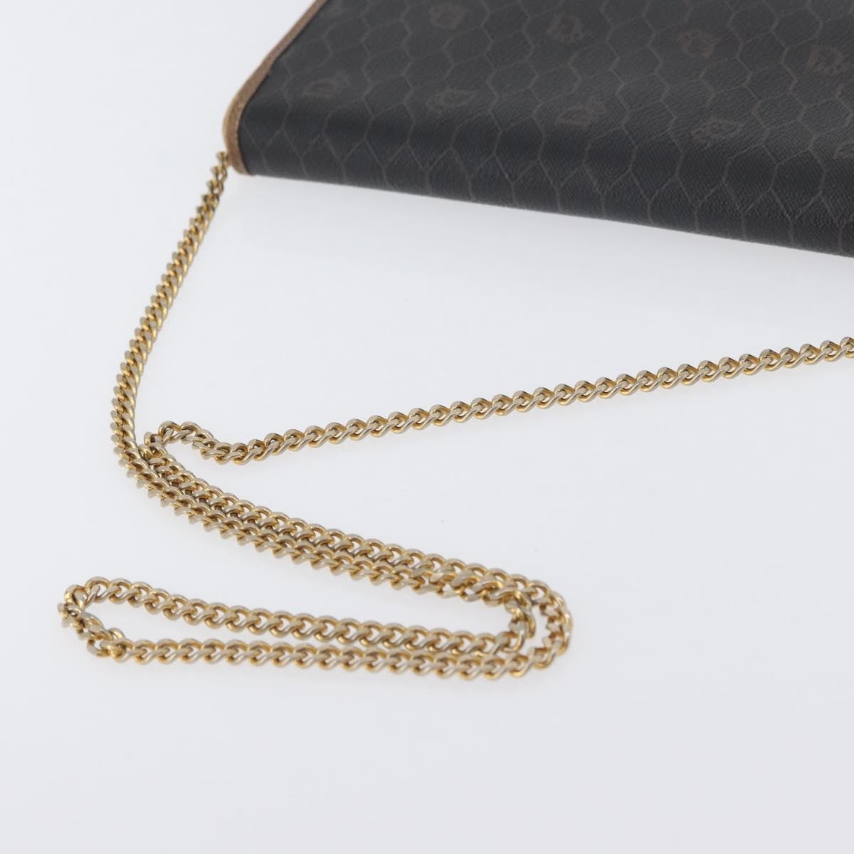 Christian Dior Vintage Honeycomb Chain Canvas Black Pvc Shoulder Bag Bag (Pre-Owned)