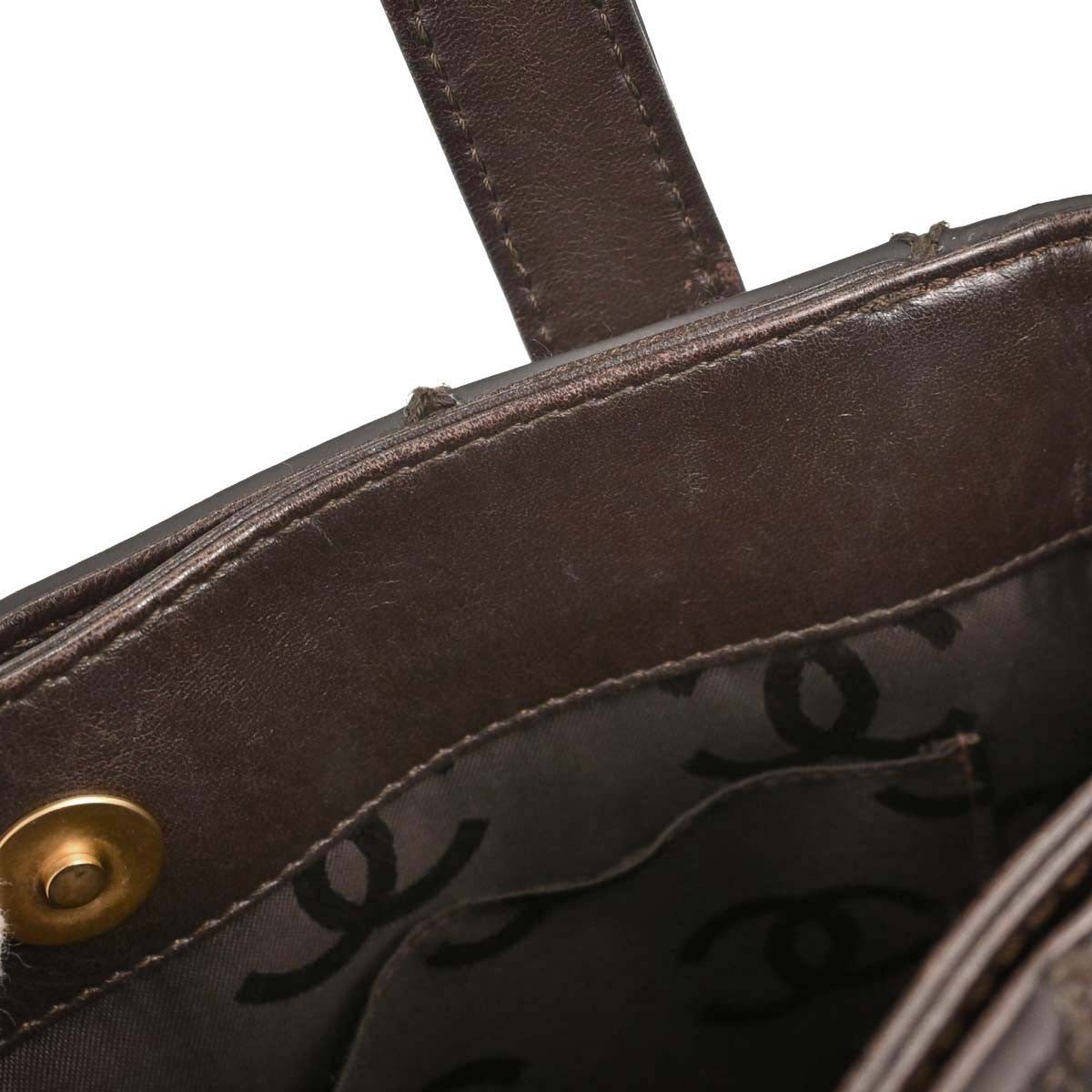 Chanel Surpique Quilted Leather Brown Leather Tote Bag Bag (Pre-Owned)