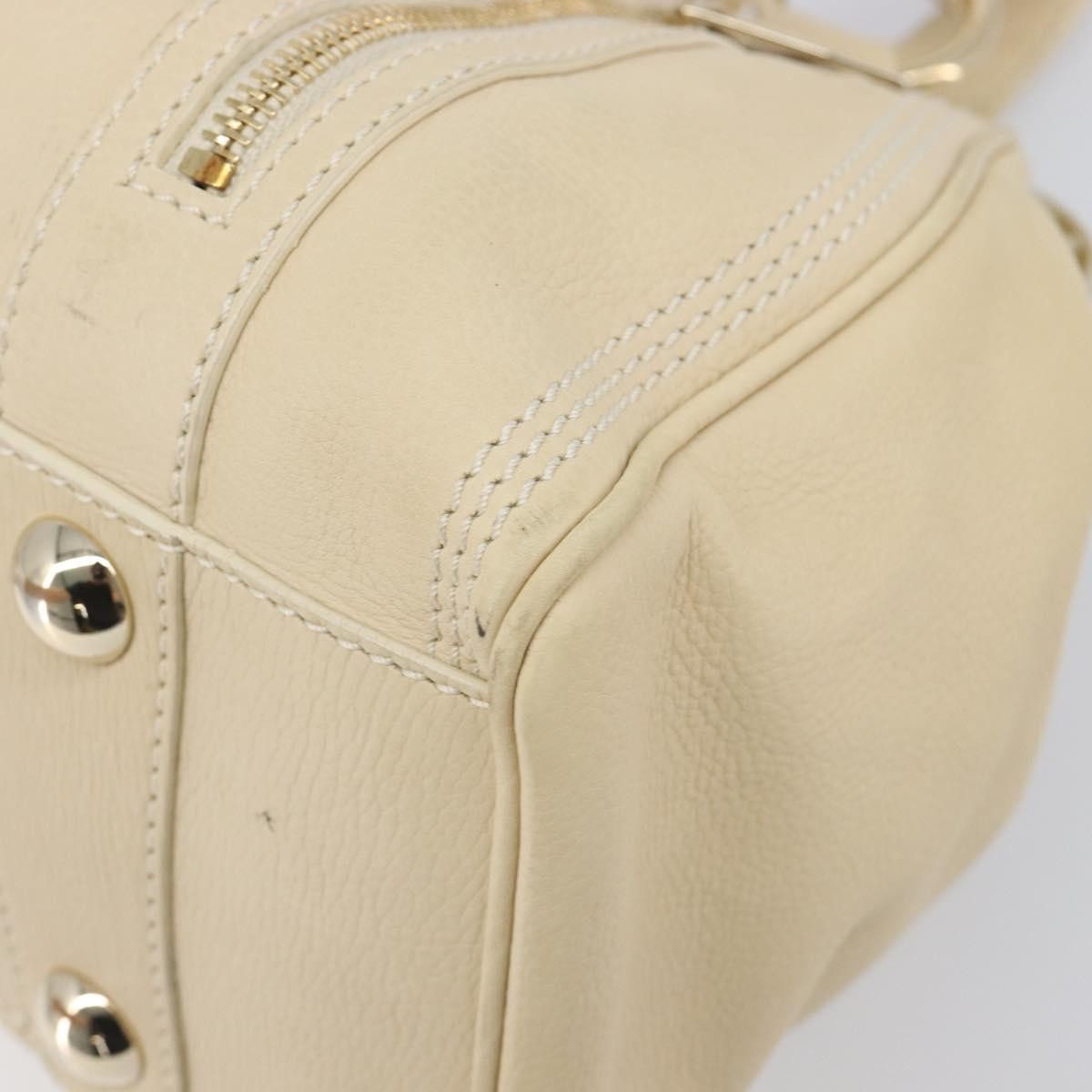 Celine Vintage Kisslock Frame Leather Beige Leather Handbag (Pre-Owned)