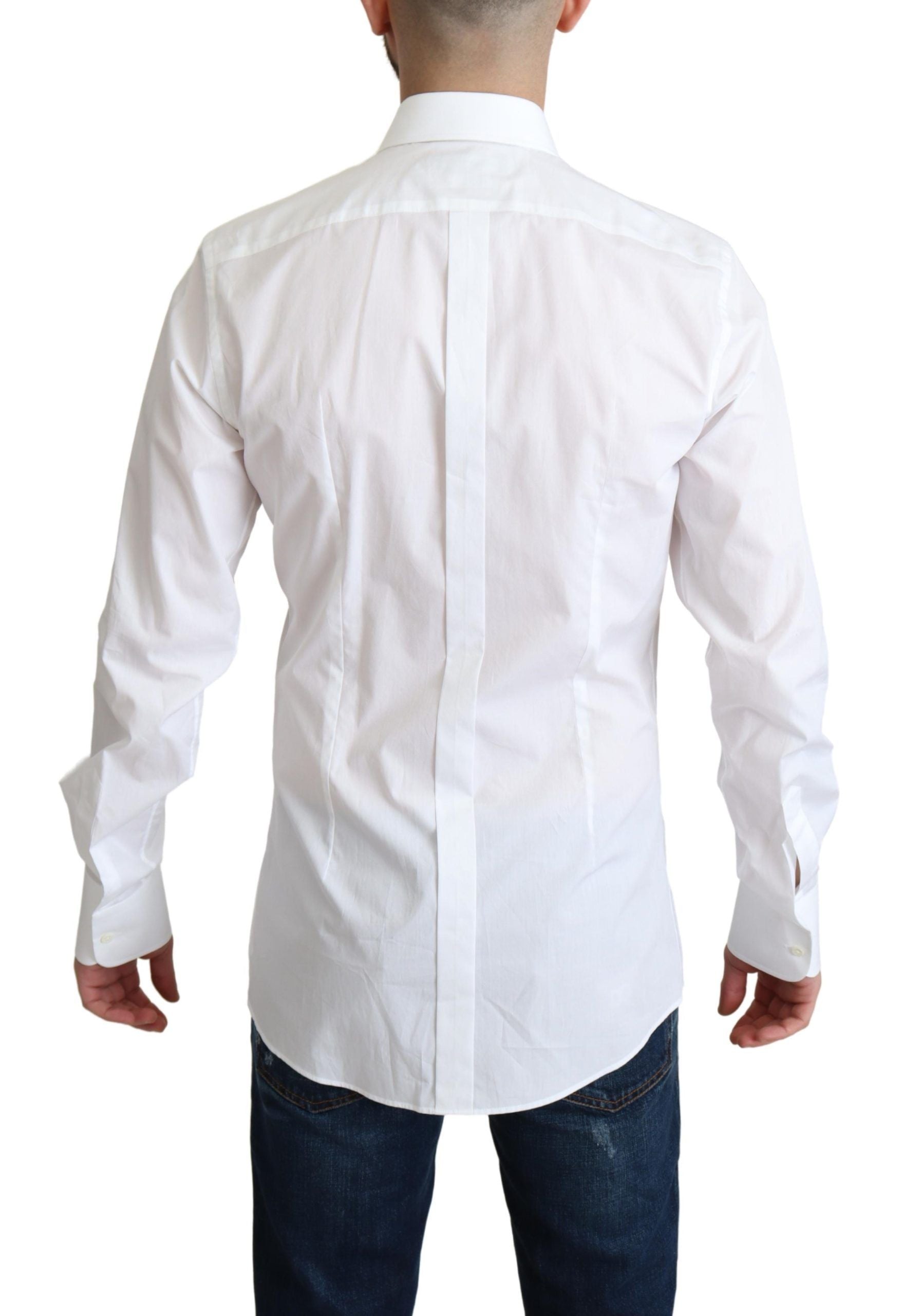 Dolce & Gabbana Elegant White Cotton Bib Dress Men's Shirt