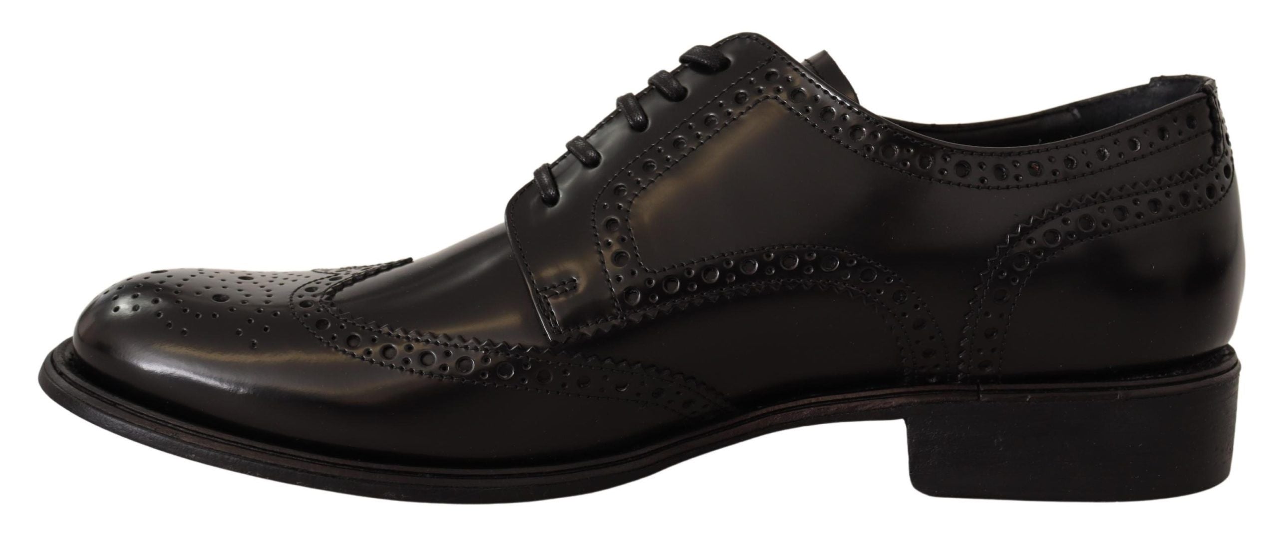 Dolce & Gabbana Black Leather Oxford Wingtip Formal Men's Shoes