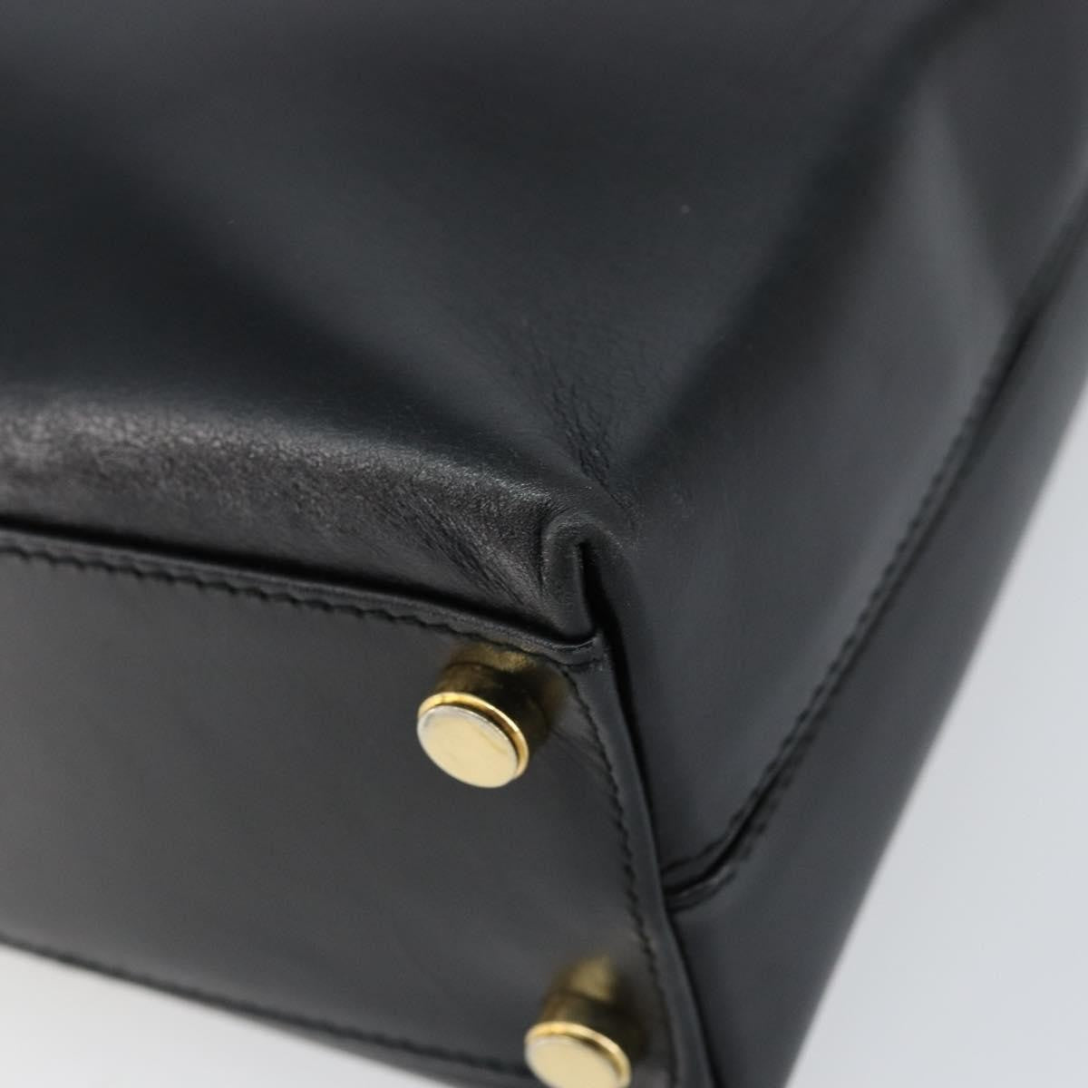 Salvatore Ferragamo Gancini Convertible Top Handle Leather Black Leather Handbag (Pre-Owned)