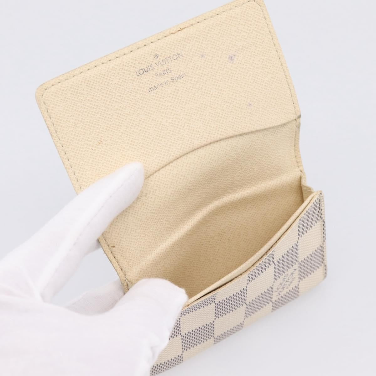 Louis Vuitton Envelope Business Card Holder Damier White Canvas Card Holders Accessory (Pre-Owned)