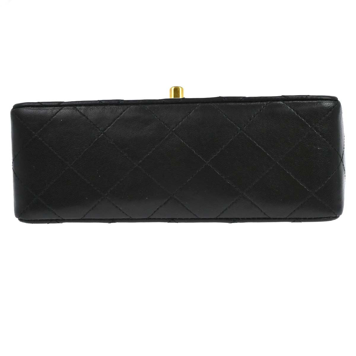 Chanel Vintage Square Classic Single Flap Quilted Lambskin Black Leather Handbag (Pre-Owned)