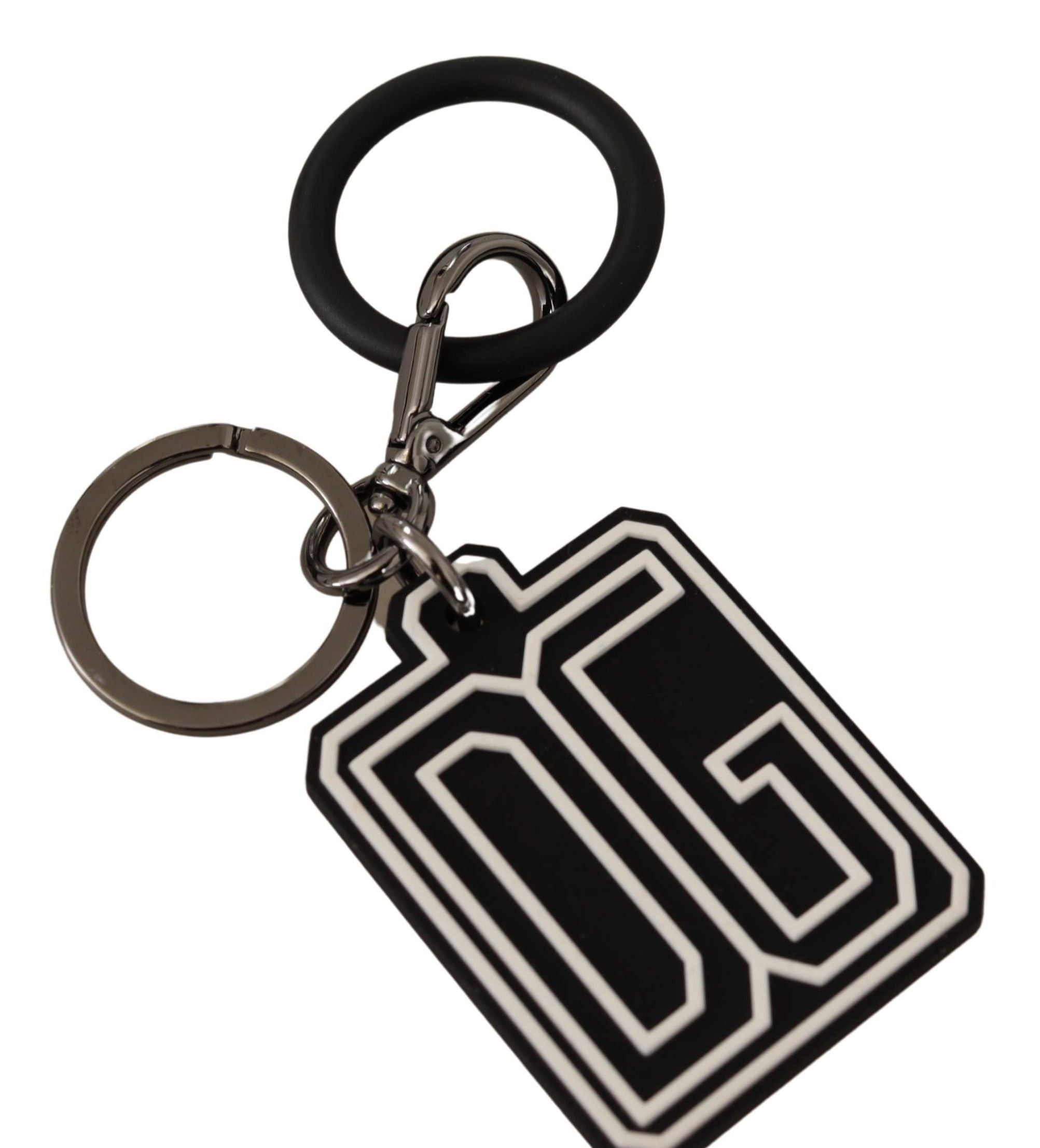 Dolce & Gabbana Elegant Silver & Rubber Designer Men's Keyring