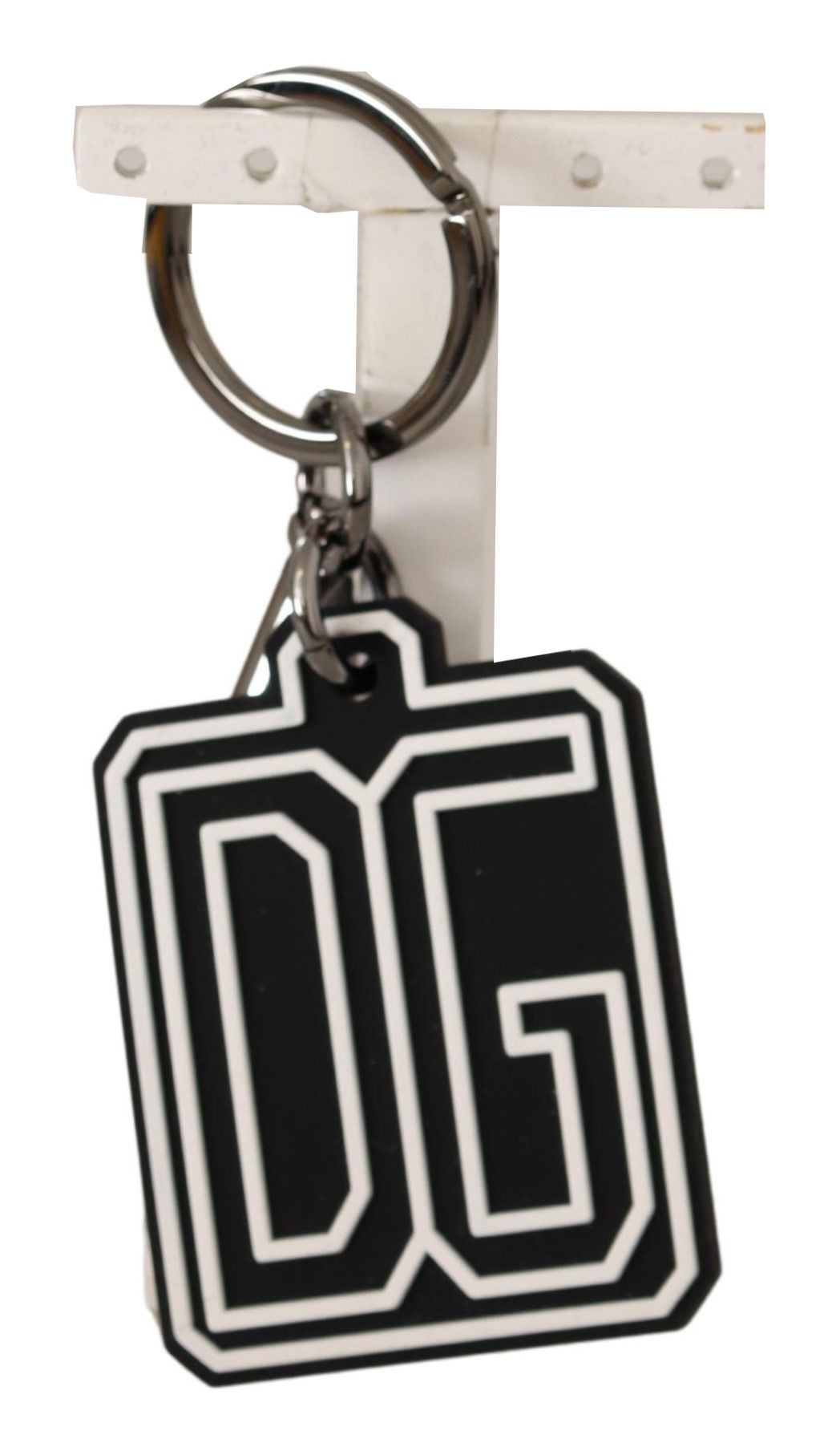 Dolce & Gabbana Elegant Silver & Rubber Designer Men's Keyring