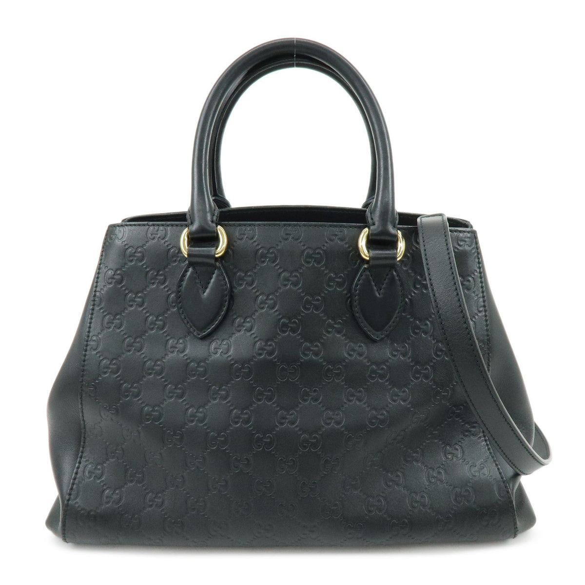 Gucci Soft Signature Convertible Top Handle Guccissima Leather Black Leather Handbag (Pre-Owned)