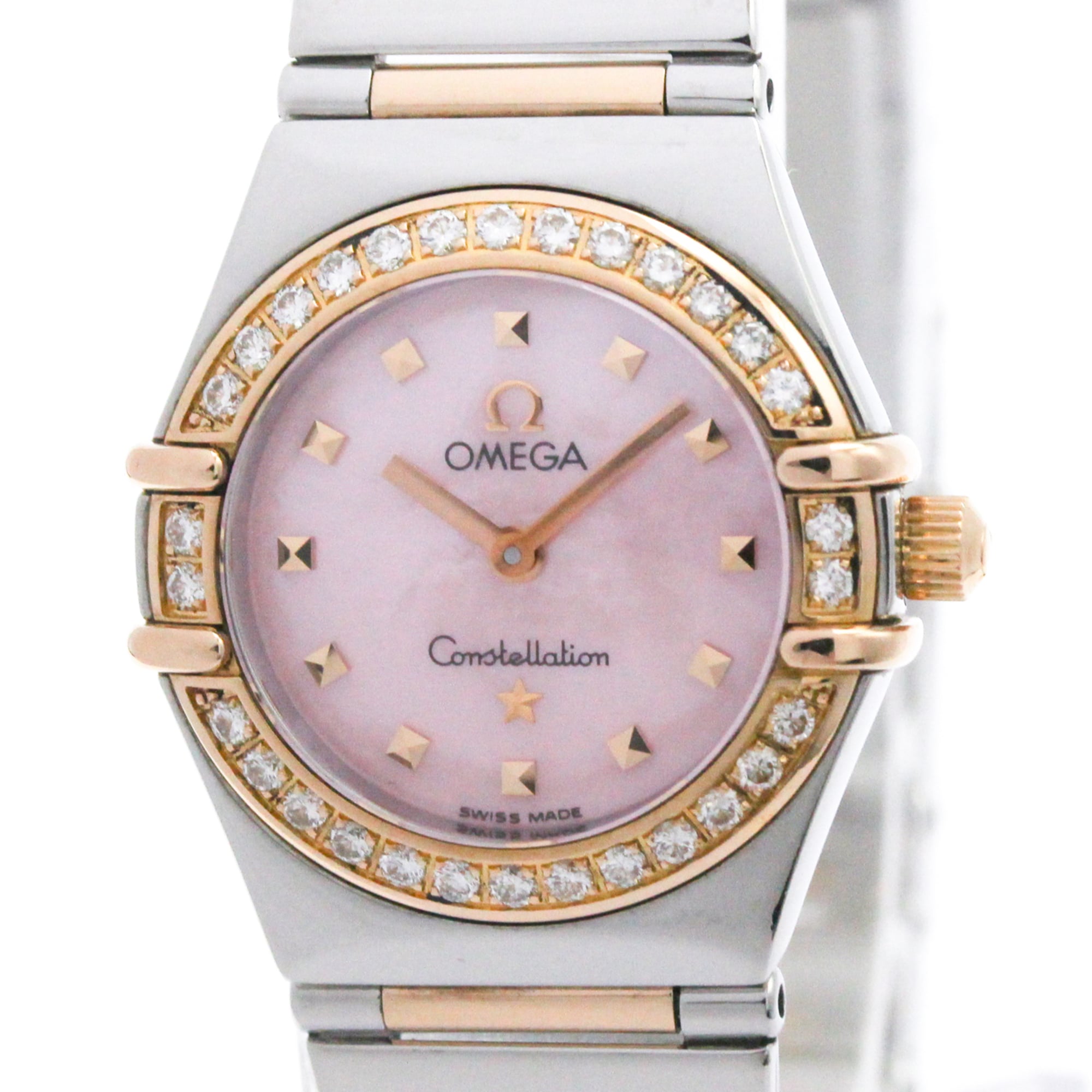 Omega Constellation Quartz Stainless Steel And Rose Gold With Diamond Bezel Watch (Pre-Owned)