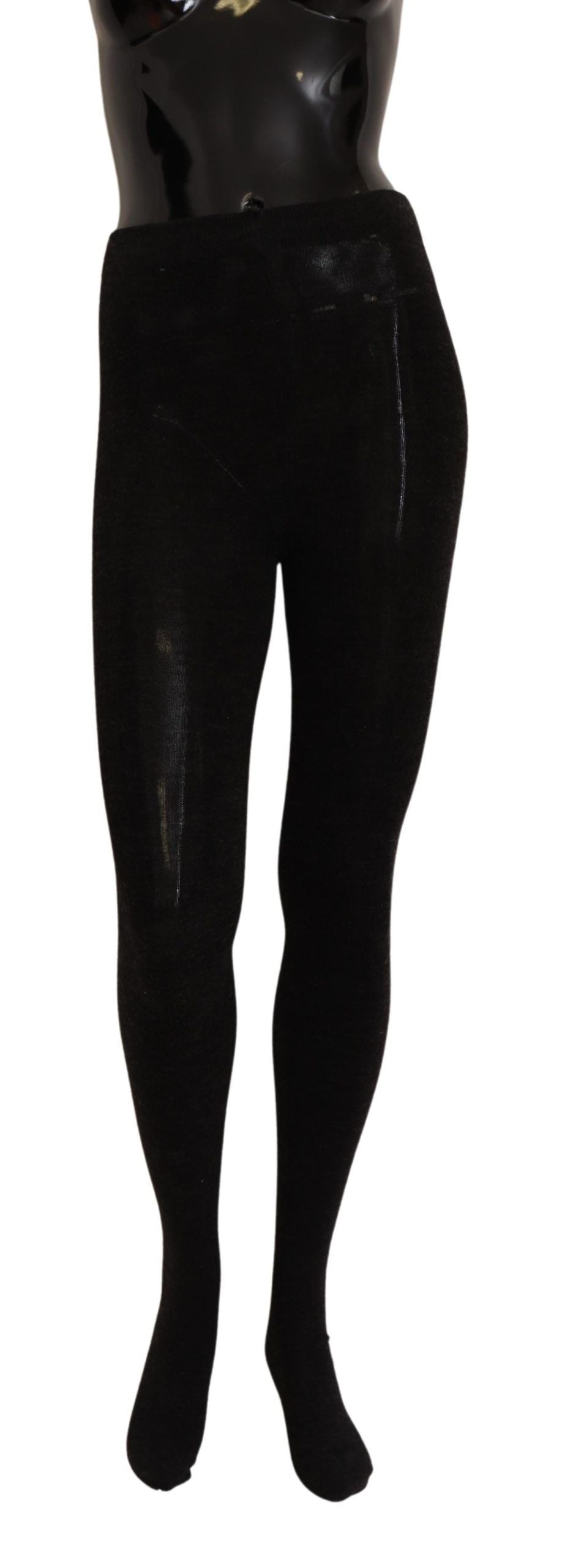 Dolce & Gabbana Black Wool Stretch Tights Stocking Women's Socks