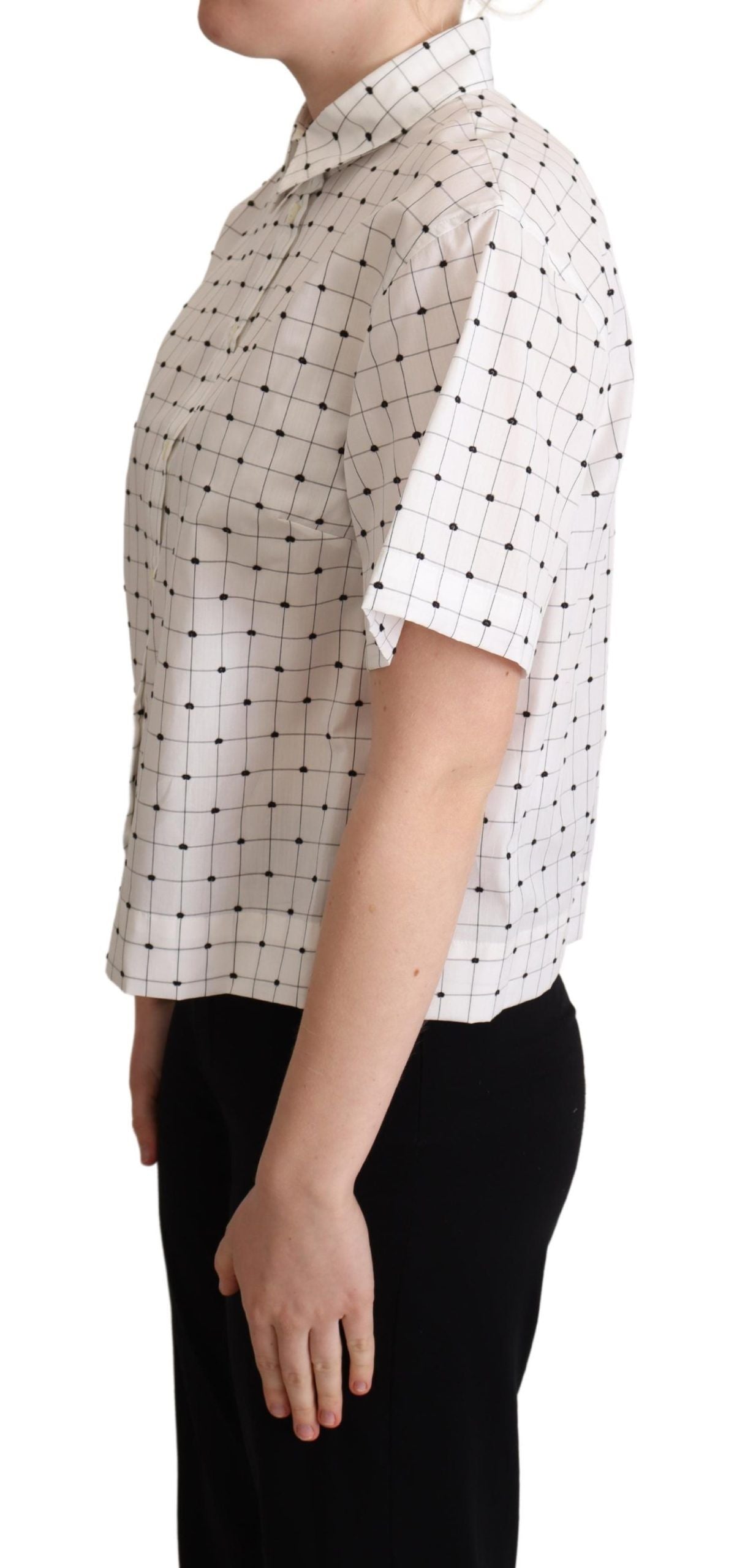 Dolce & Gabbana Chic Monochrome Polka Dot Polo Women's Top