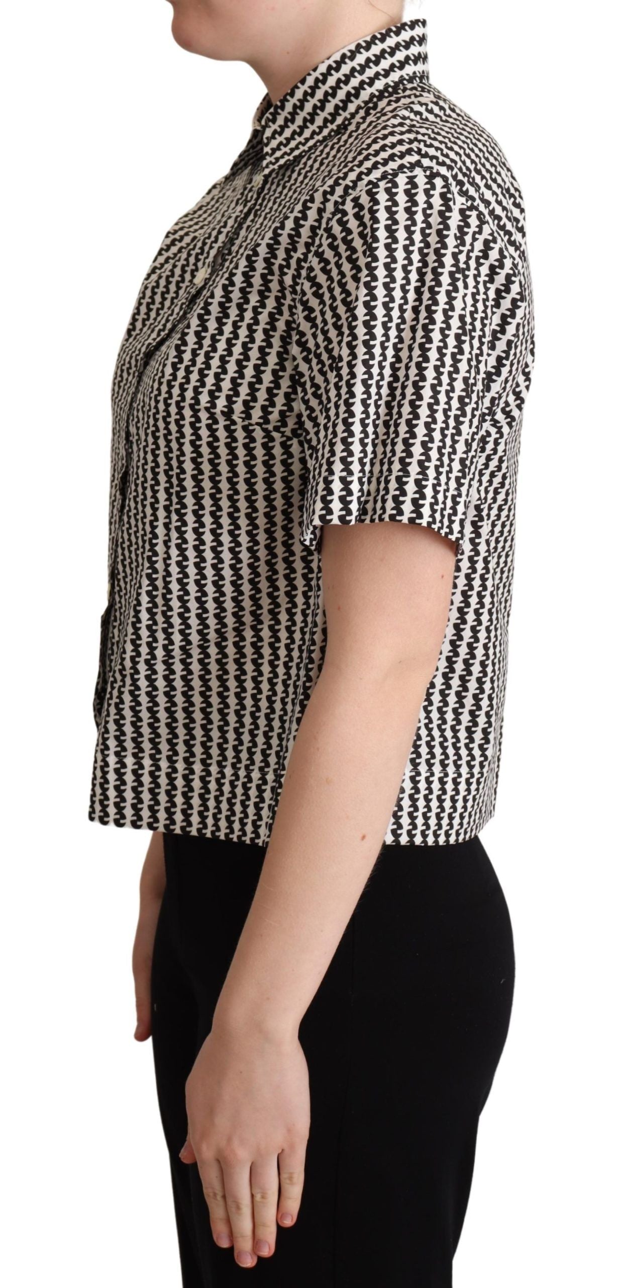 Dolce & Gabbana White Black Fantasy Pattern Women's Shirt
