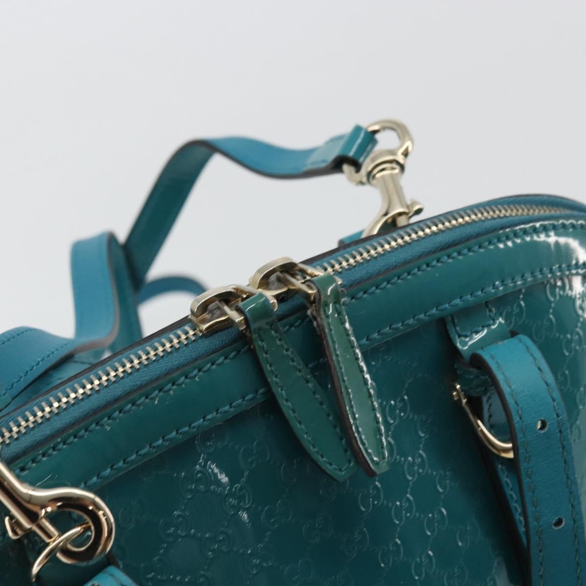 Gucci Nice Top Handle Microguccissima Patent Turquoise Patent_Leather Handbag (Pre-Owned)