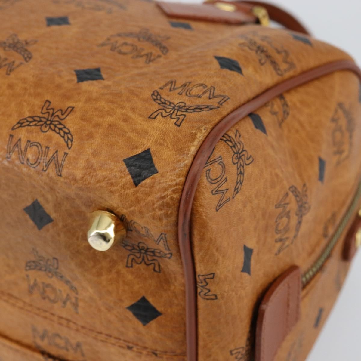 MCM Visetos Logogramme Canvas And Leather Brown Leather Handbag (Pre-Owned)