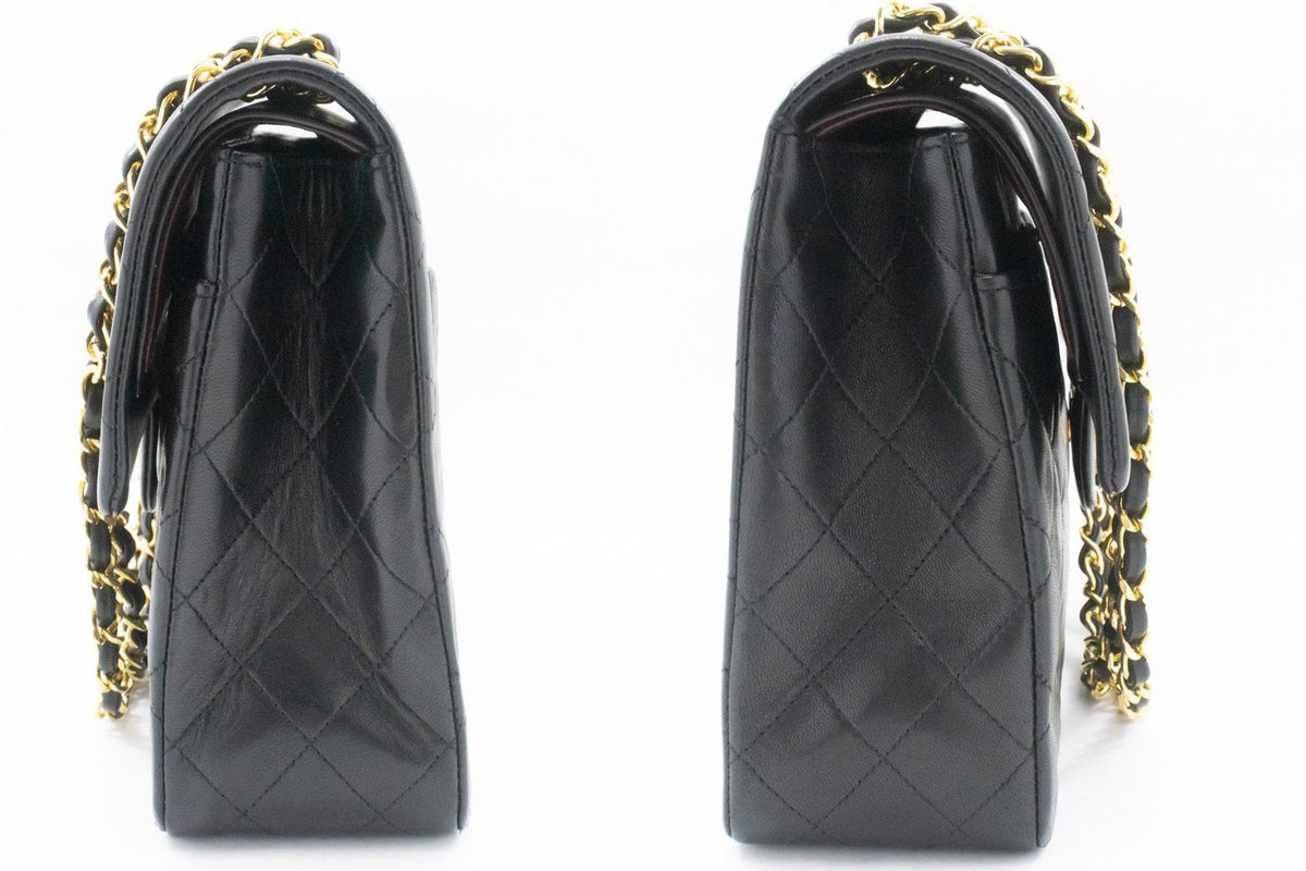 Chanel Vintage Square Classic Double Flap Quilted Leather Black Leather Handbag (Pre-Owned)