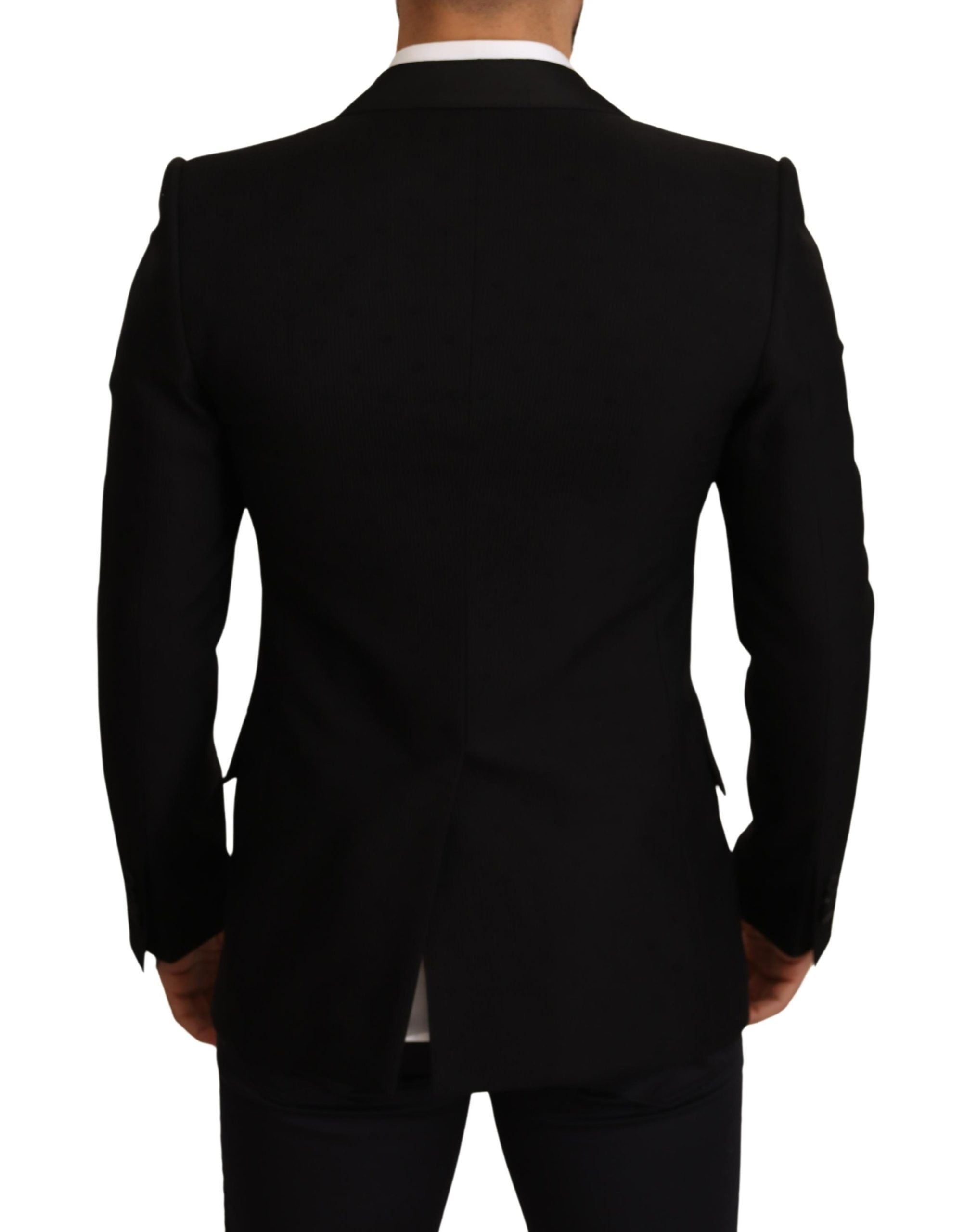 Dolce & Gabbana Black Wool Slim Fit Coat Blazer Men's Jacket