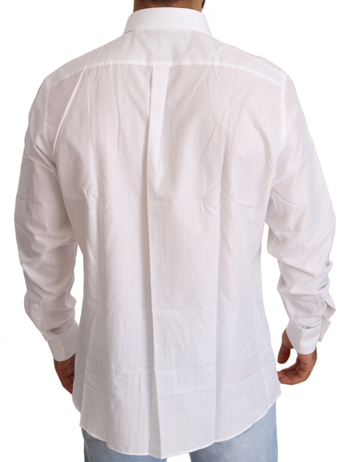 Dolce & Gabbana White Cotton Slim Fit Men MARTINI Men's Shirt
