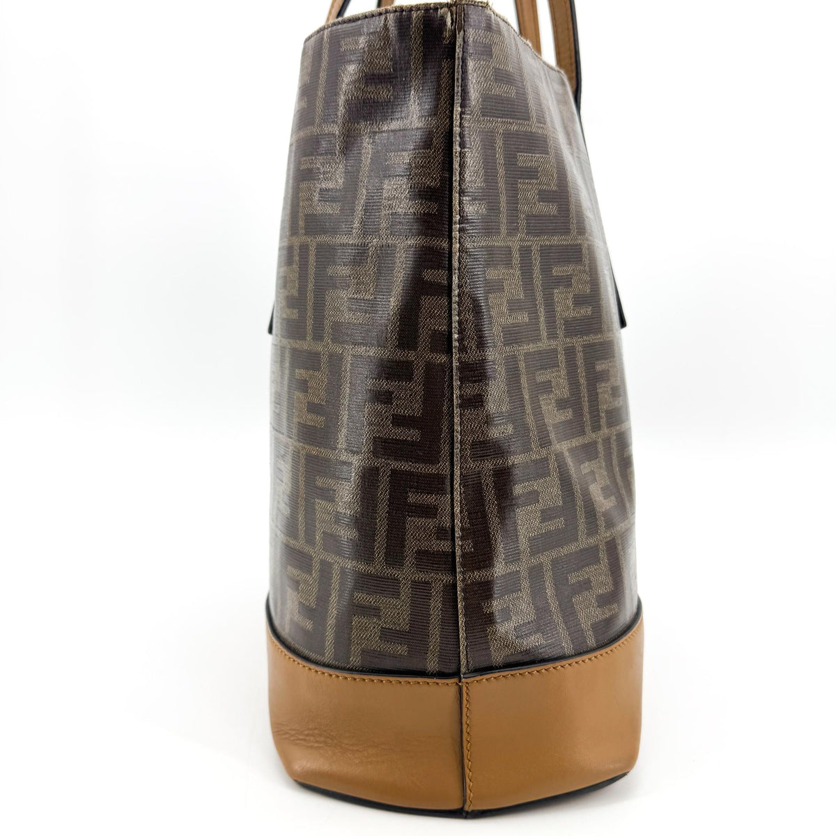 Fendi Ff Logo Stamp Shopping Zucca Coated Canvas Brown Canvas Tote Bag Bag (Pre-Owned)