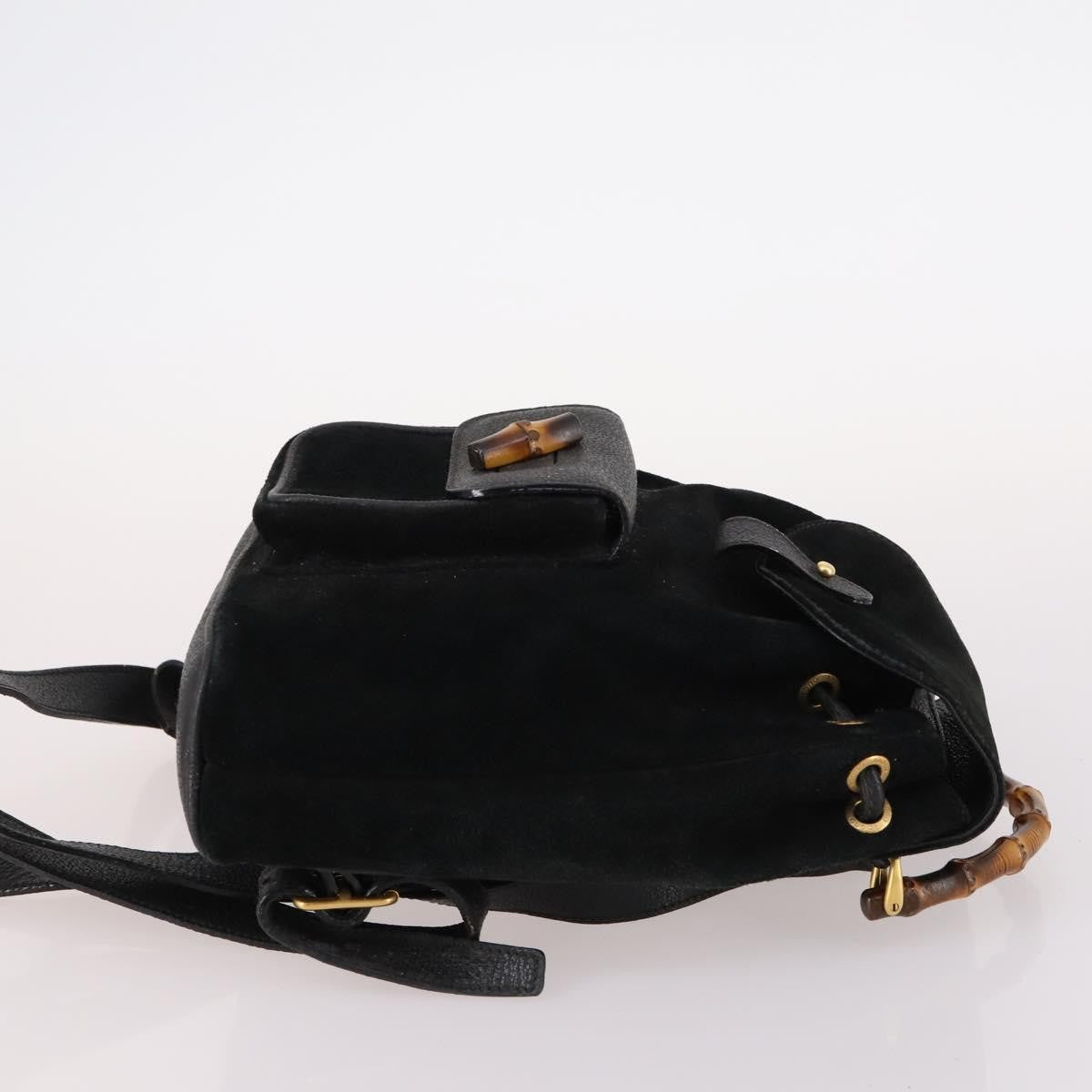 Gucci Vintage Bamboo Suede Black Suede Backpack Bag (Pre-Owned)