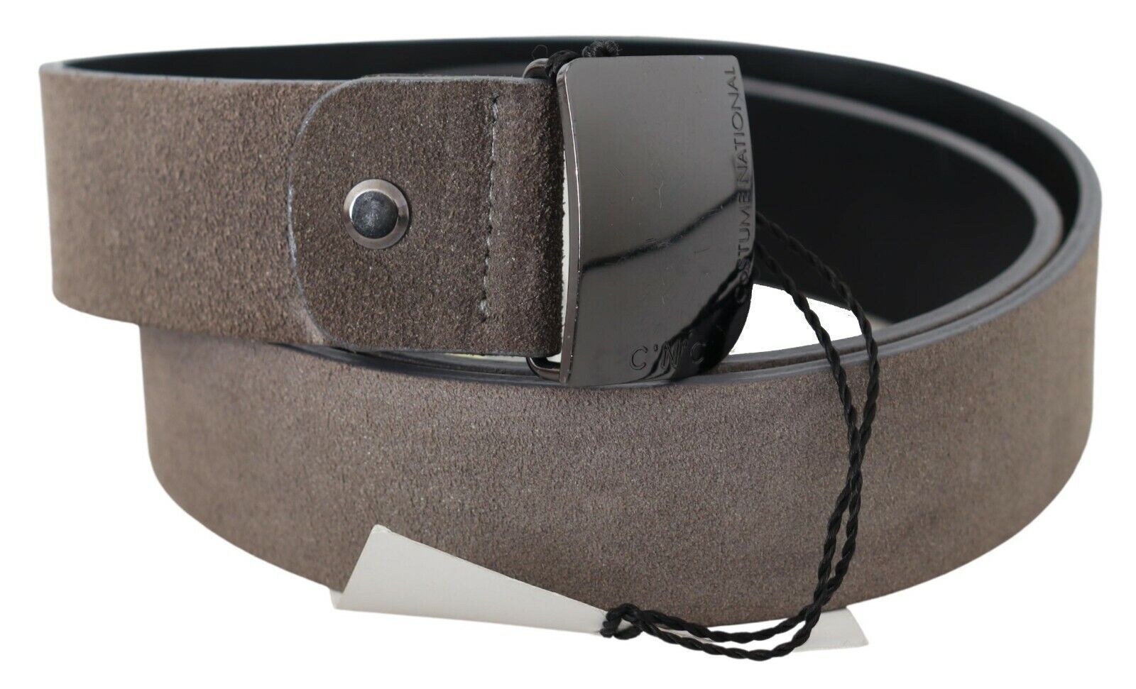 Costume National Brown Leather Square Logo Buckle Women's Belt