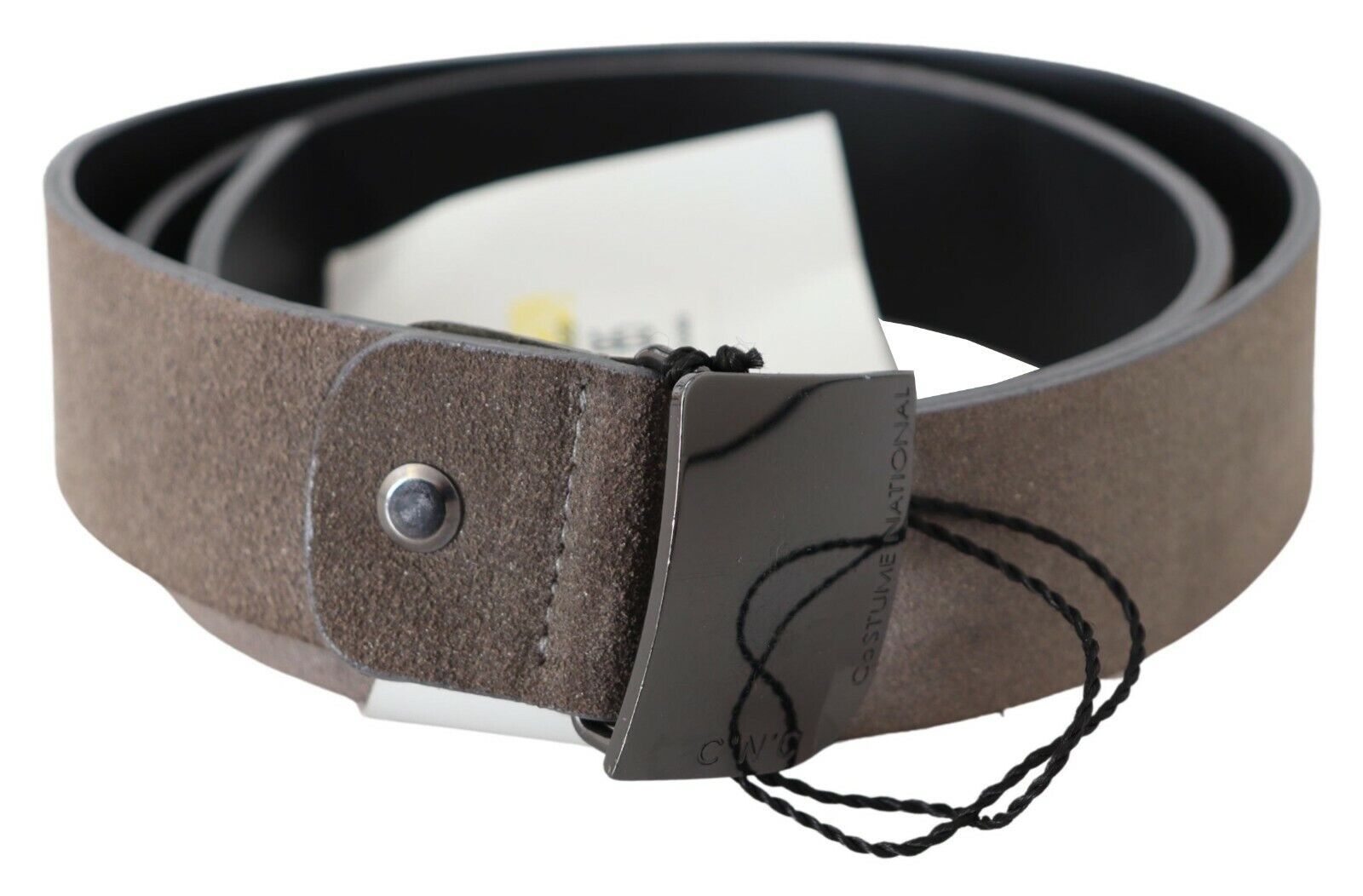 Costume National Brown Leather Square Logo Buckle Women's Belt