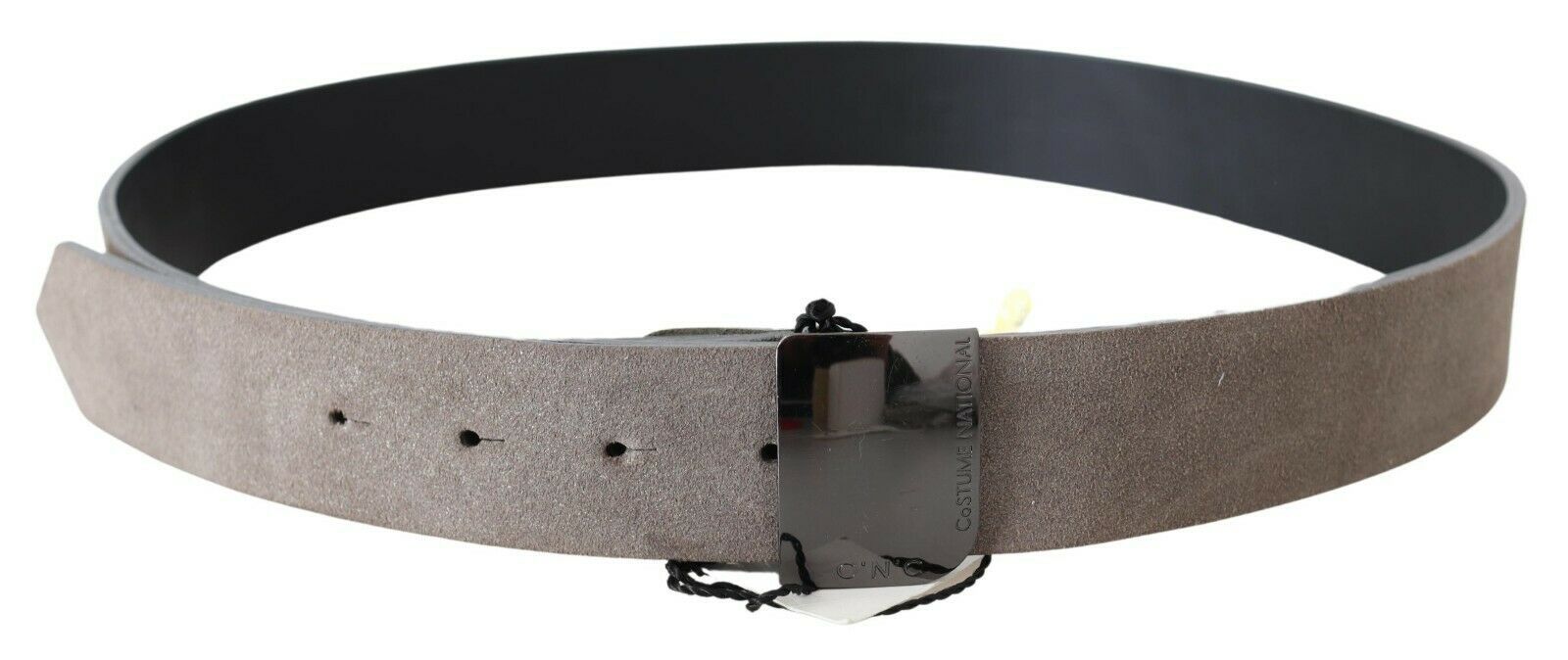 Costume National Brown Leather Square Logo Buckle Women's Belt