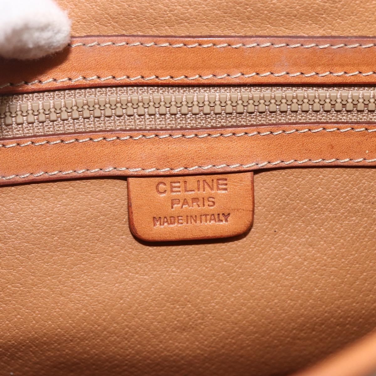 Celine Vintage Macadam Canvas And Leather Beige Canvas Handbag (Pre-Owned)