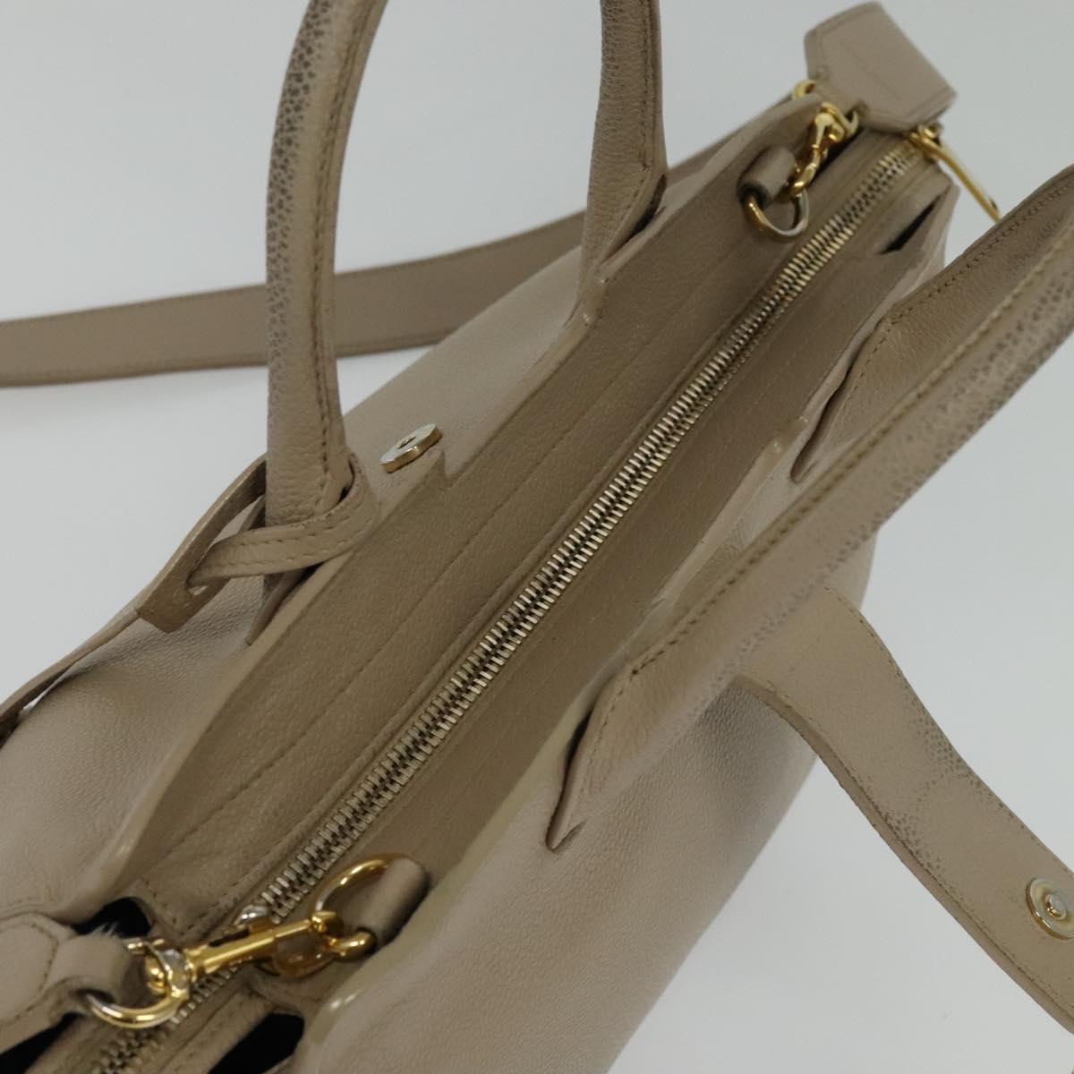 Yves Saint Laurent Downtown Beige Leather Handbag (Pre-Owned)