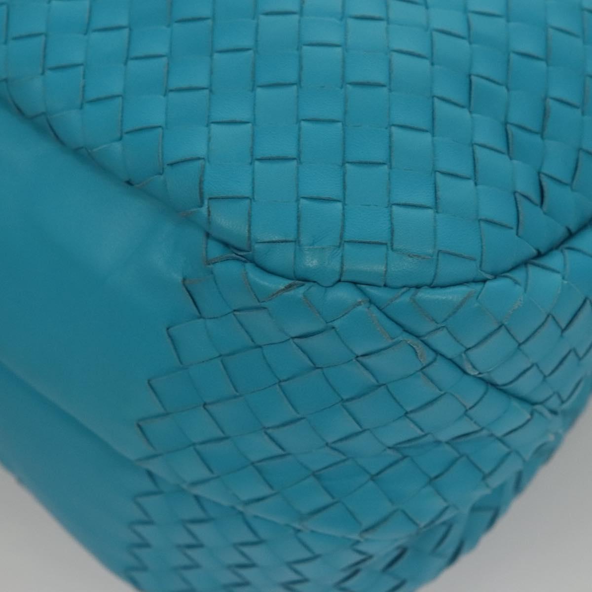 Bottega Veneta Intrecciato Blue Leather Handbag (Pre-Owned)