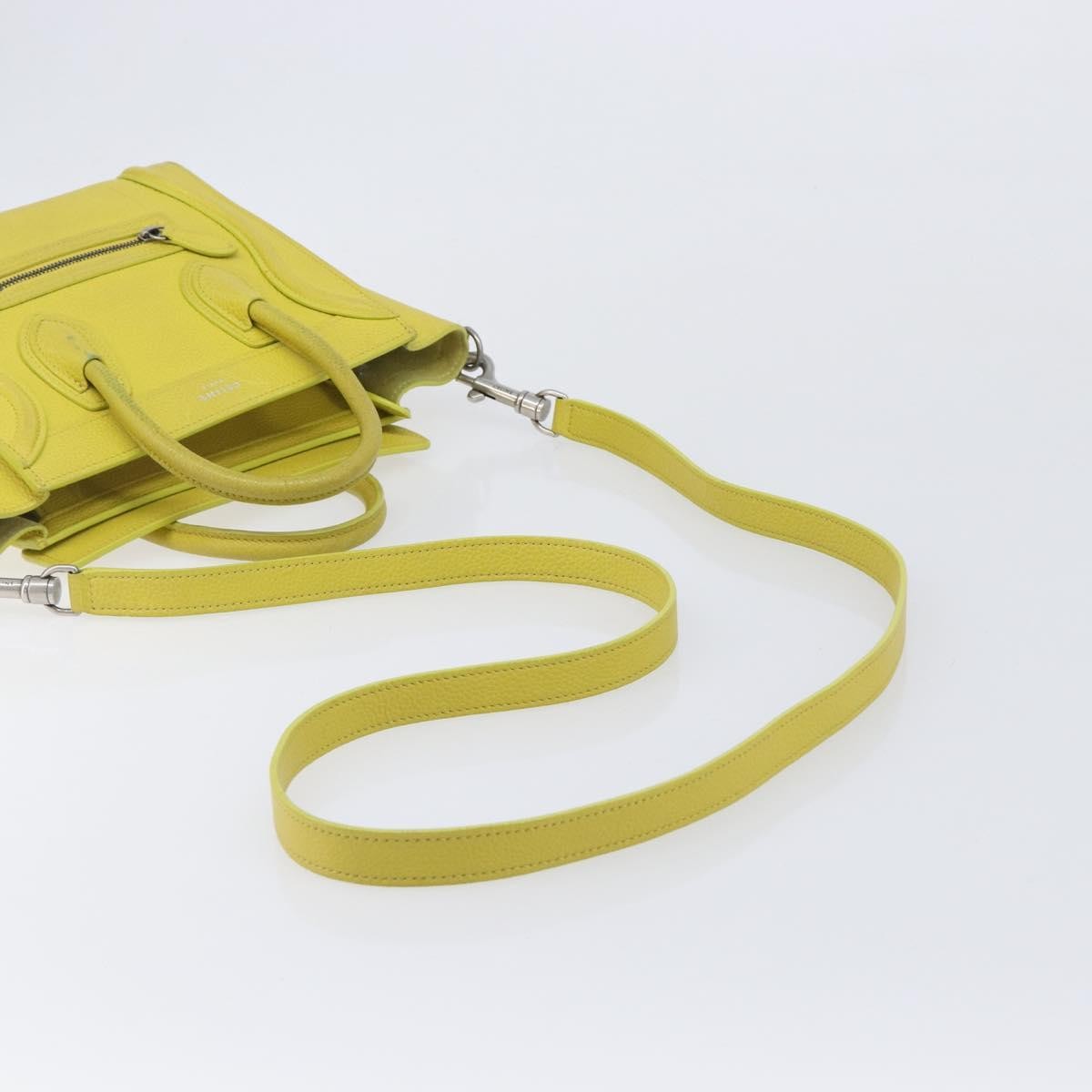 Celine Luggage Grainy Leather Yellow Leather Handbag (Pre-Owned)