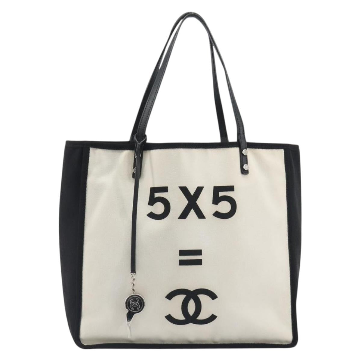 Chanel Let's Demonstrate Canvas Beige Canvas Tote Bag Bag (Pre-Owned)