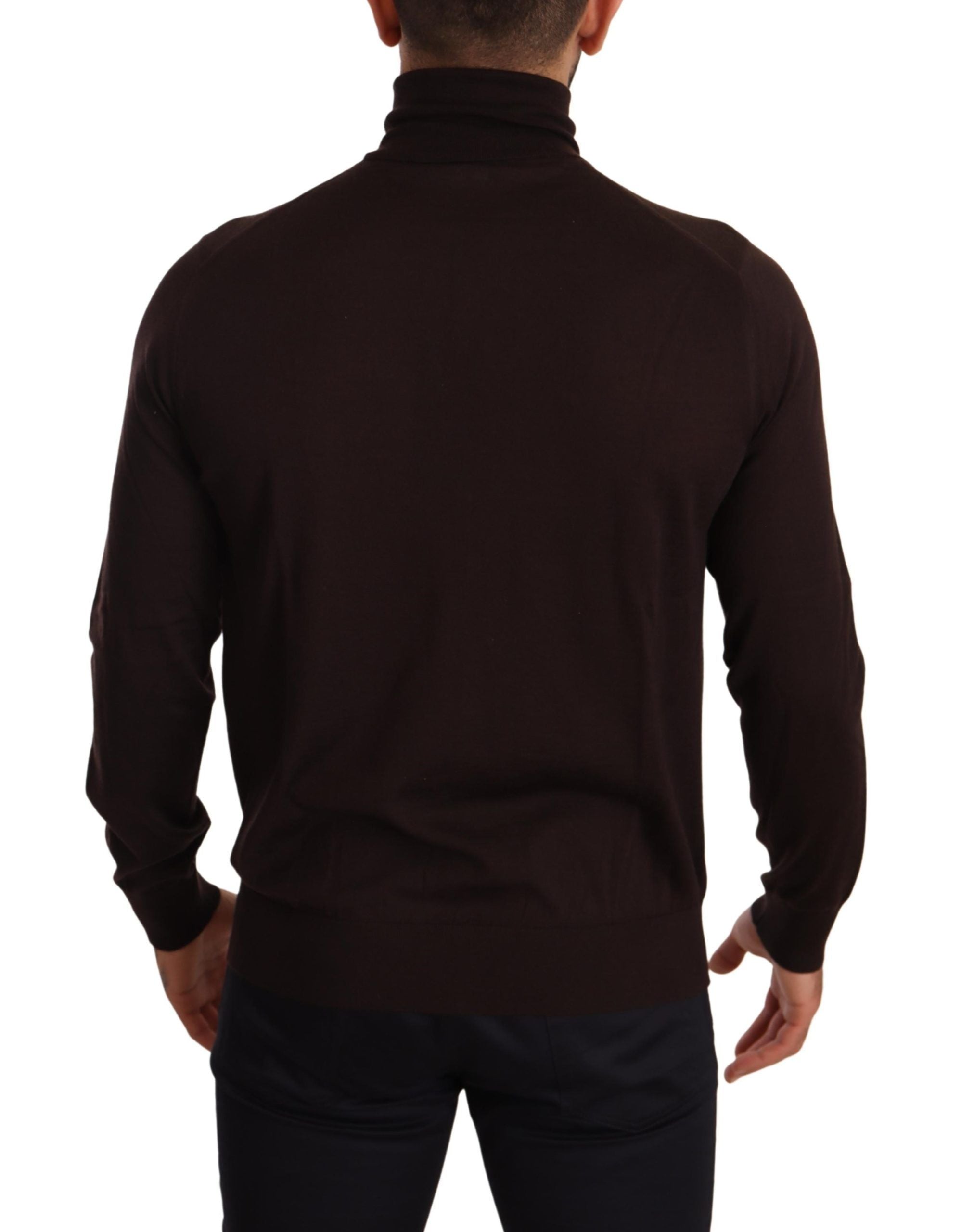 Dolce & Gabbana Brown Cashmere Turtleneck Pullover Men's Sweater