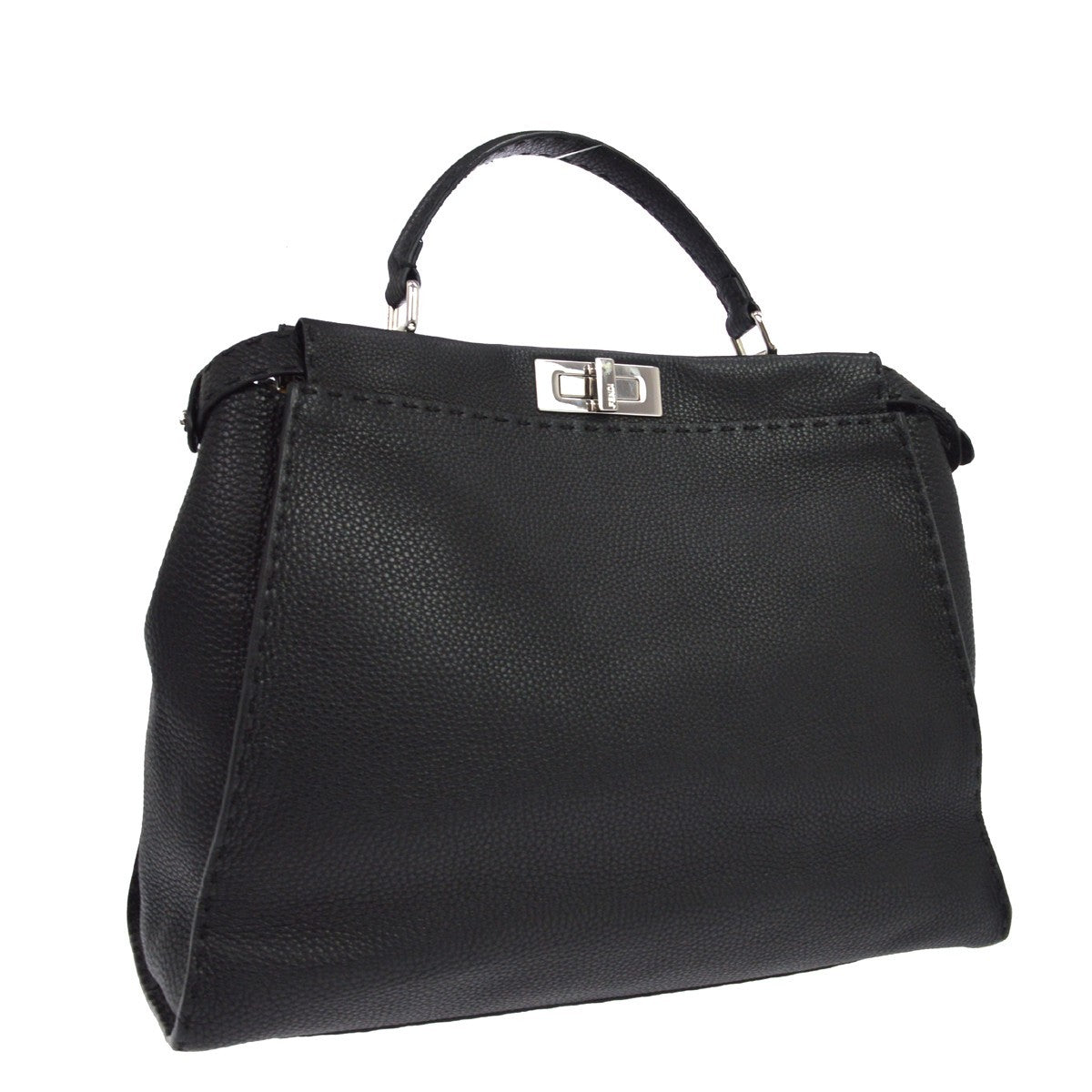 Fendi Selleria Peekaboo Leather Black Leather Handbag (Pre-Owned)
