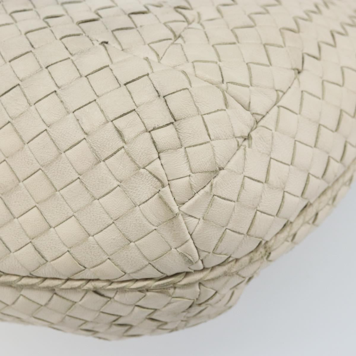 Bottega Veneta Zip Hobo Leather With Intrecciato White Leather Shoulder Bag Bag (Pre-Owned)