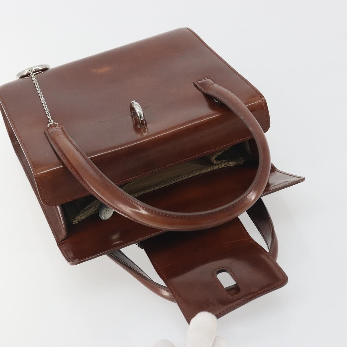 Cartier Panthère Leather Brown Patent_Leather Handbag (Pre-Owned)