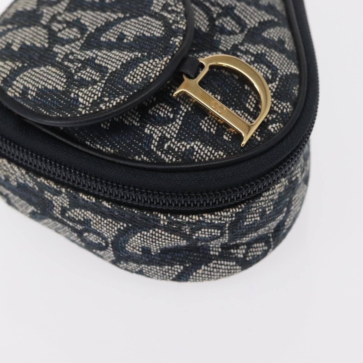 Christian Dior Saddle Zip Diorissimo Canvas Blue Canvas Clutche & Pouche Bag (Pre-Owned)