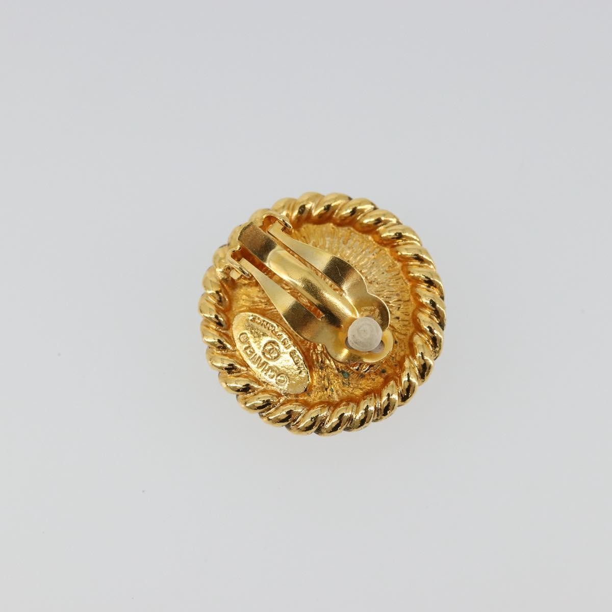Chanel Vintage Round Clip-On Metal With Faux Pearl Gold Metal Earrings Jewelry (Pre-Owned)