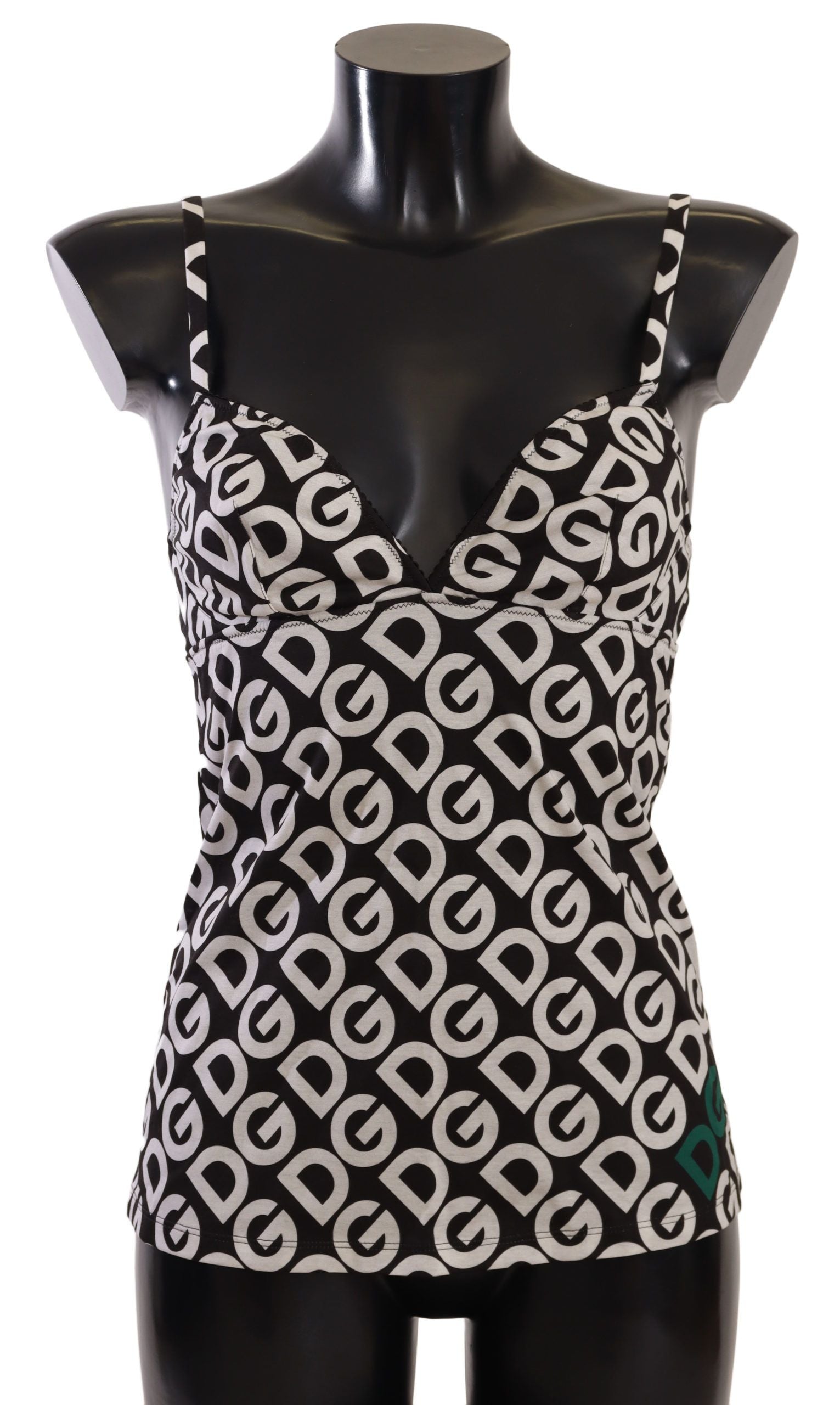 Dolce & Gabbana Black White Logo Print Camisole Top Women's Underwear
