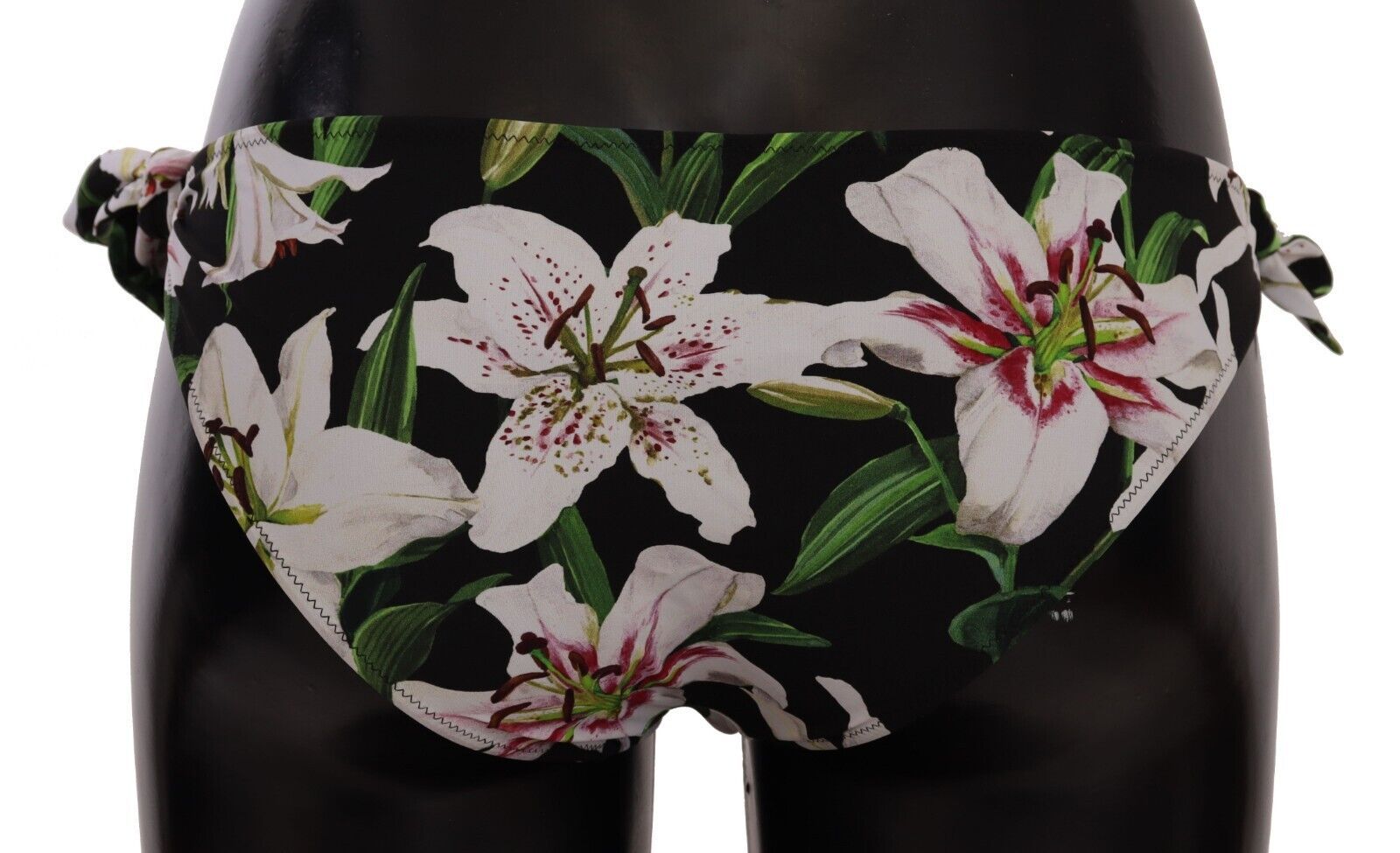 Dolce & Gabbana Bikini Bottom Black Lily Print Swimsuit Women's Swimwear