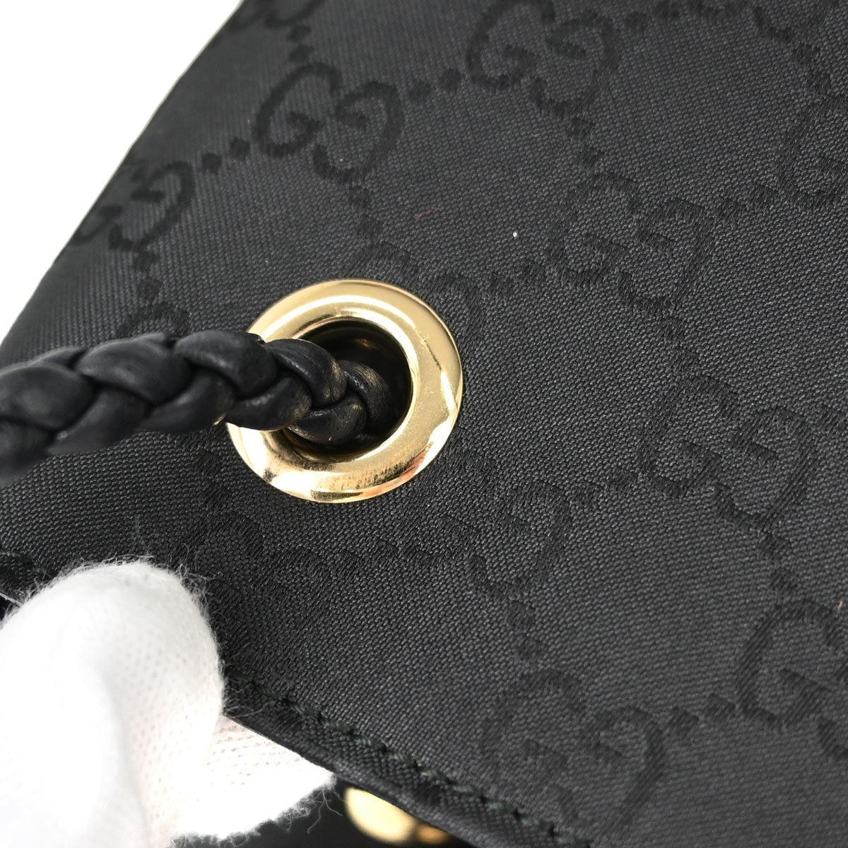 Gucci Vintage Open Shoulder Bag (Outlet) Gg Canvas With Leather Black Canvas Shoulder Bag Bag (Pre-Owned)