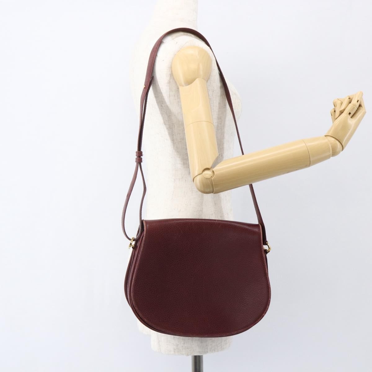 Cartier Must De Cartier Leather Burgundy Leather Shoulder Bag Bag (Pre-Owned)