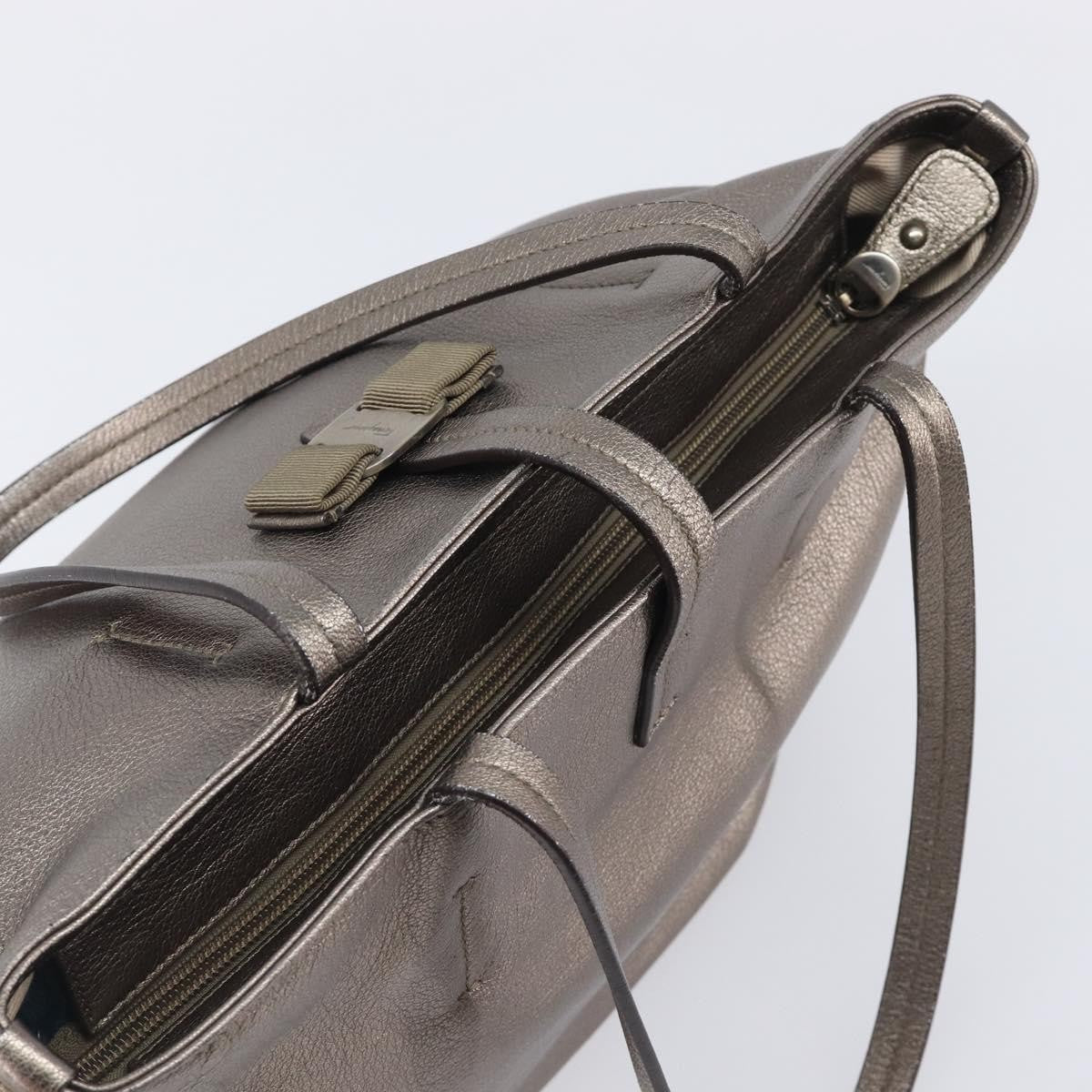 Salvatore Ferragamo Vala Tote Leather Silver Leather Tote Bag Bag (Pre-Owned)
